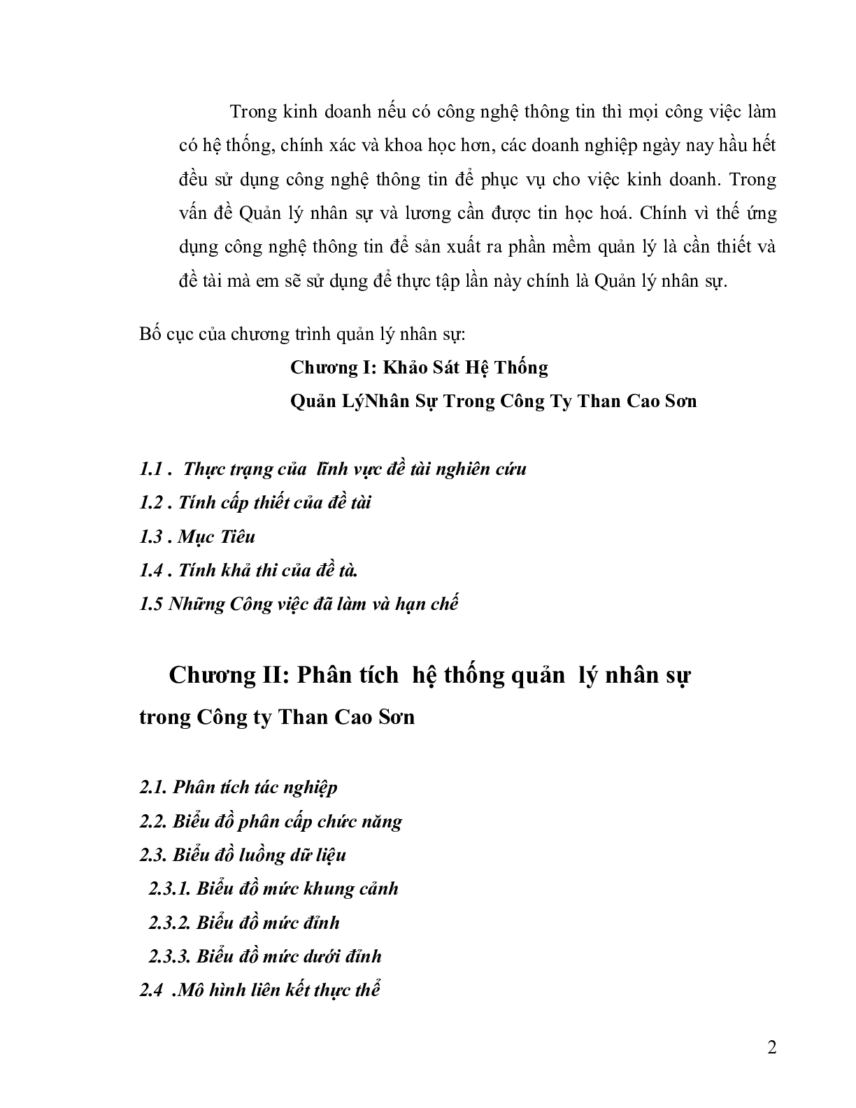 Khảo sát hệ thống quản lý nhân sự trong công ty than Cao Sơn (trang 2)