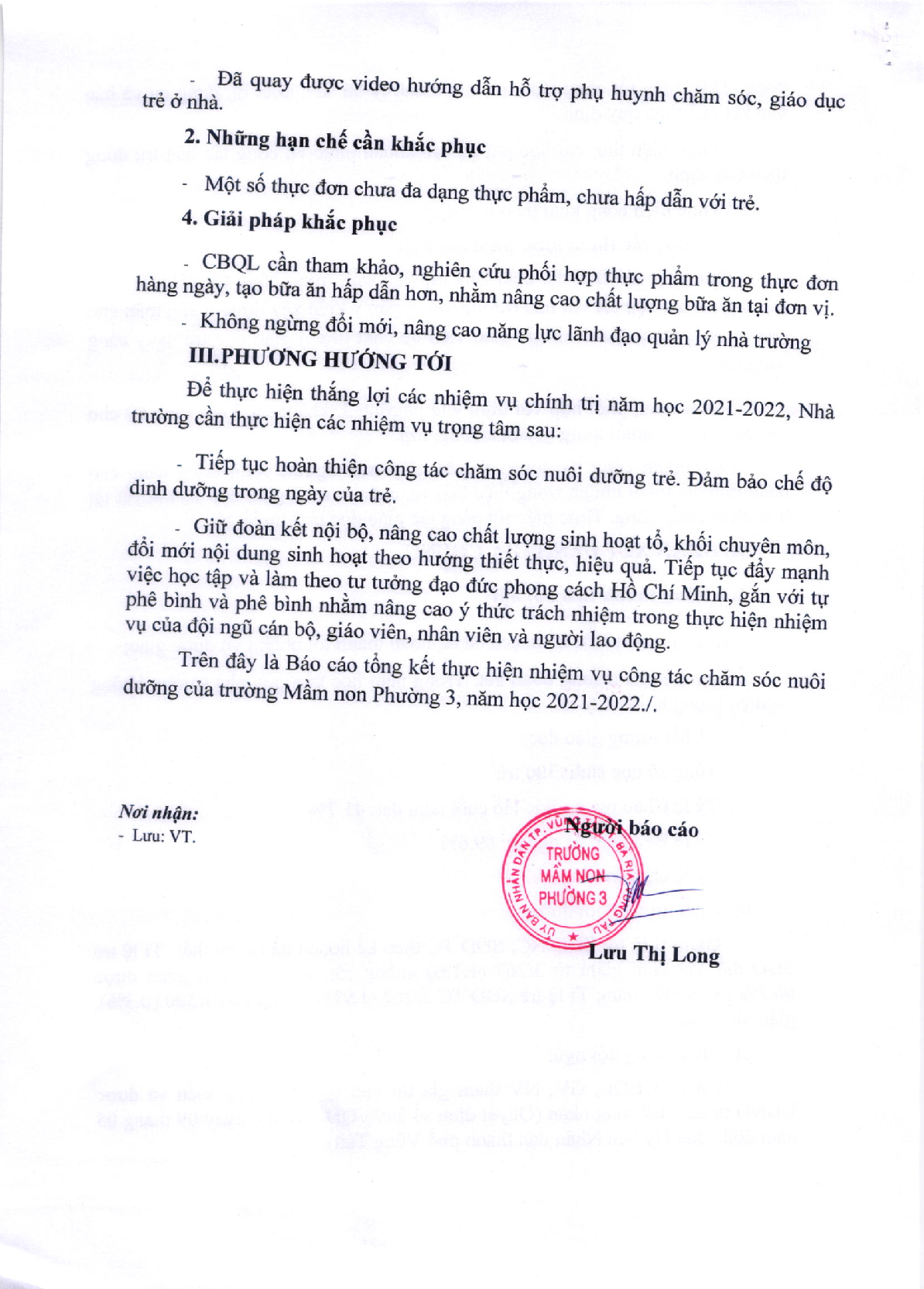 Báo cáo hoạt động chăm sóc nuôi dưỡng trẻ mầm non (2021-2022) (trang 6)