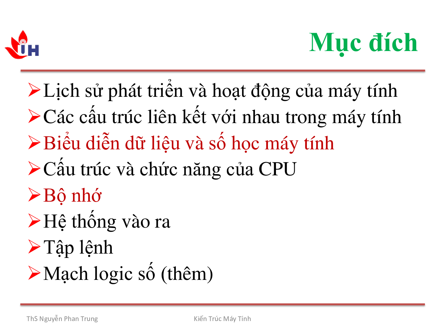 Bài giảng PPT (Power Point) học phần Kiến trúc máy tính | SLIDE | Đại học Công nghiệp thành phố Hồ Chí Minh (trang 3)