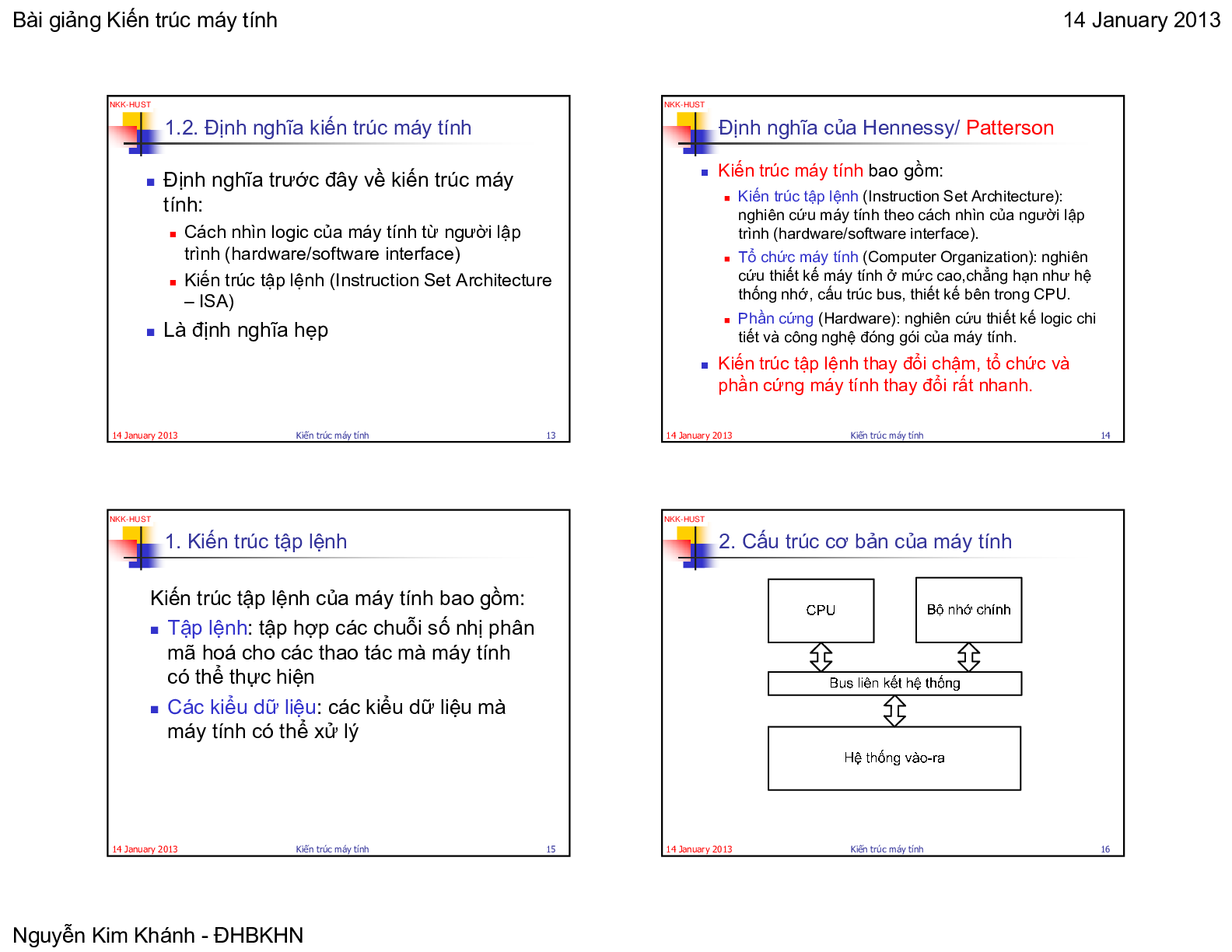 Bài giảng PPT (Power Point) học phần Kiến trúc máy tính | SLIDE | Trường Đại học Bách Khoa Hà Nội (trang 4)