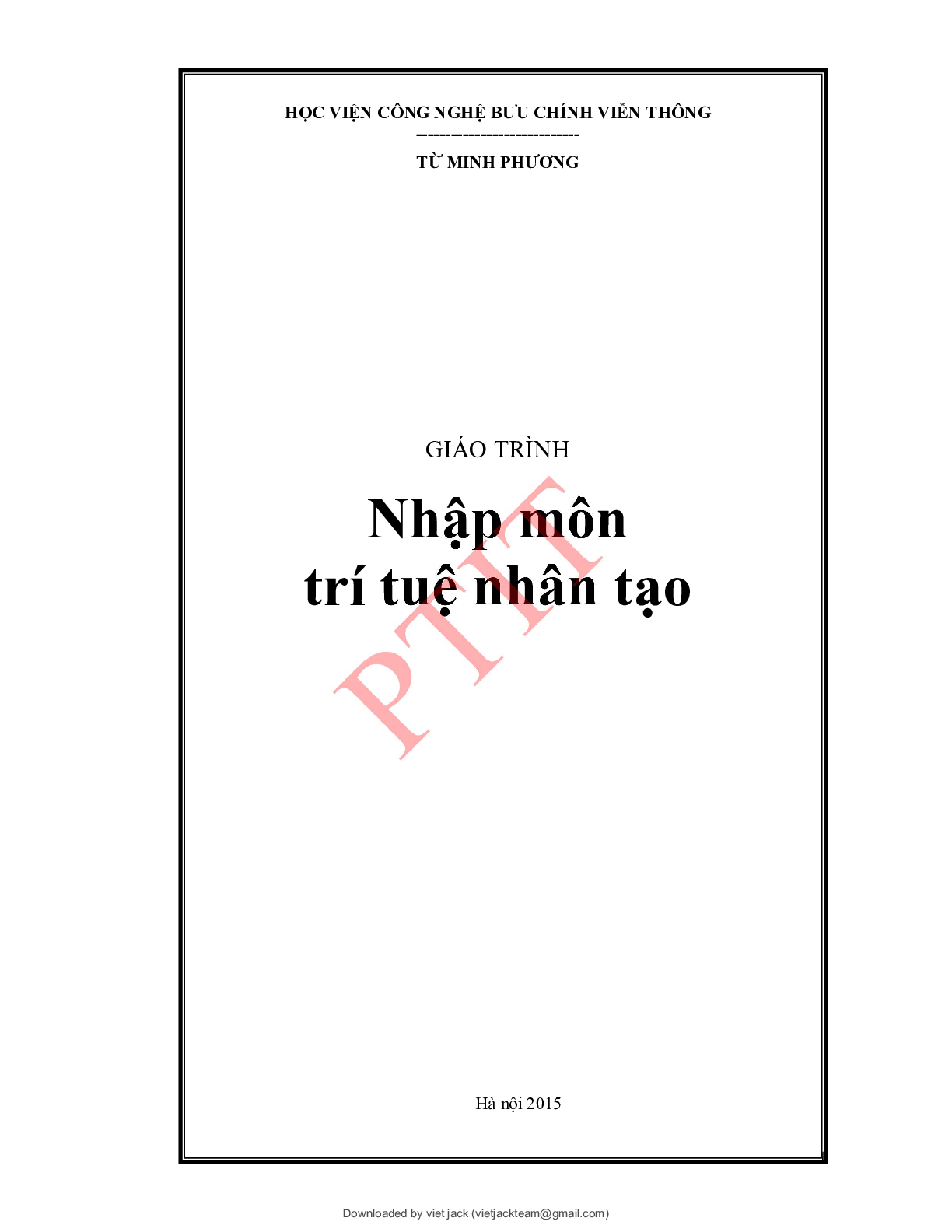 Giáo trình môn Nhập môn Trí tuệ nhân tạo  | Học Viện Bưu Chính Viễn Thông (trang 1)