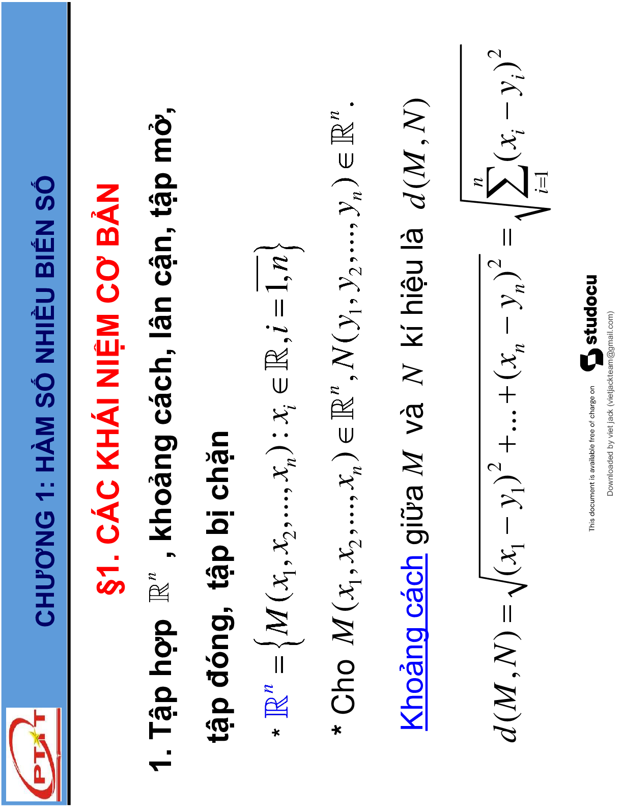 Bài giảng PPT (Power Point) học phần Giải tích 2 | SLIDE | Học Viện Công Nghệ Bưu Chính Viễn Thông (trang 5)