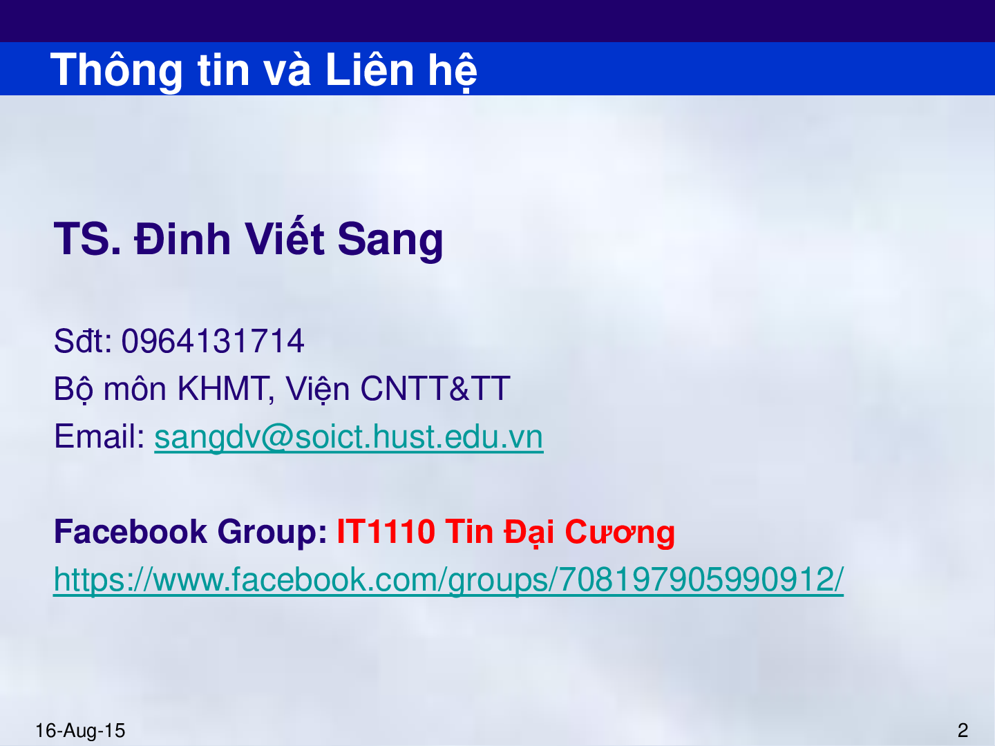 Bài giảng PPT (Power Point) học phần Tin học đại cương | SLIDE | Đại học Sư Phạm Hà Nội (trang 2)