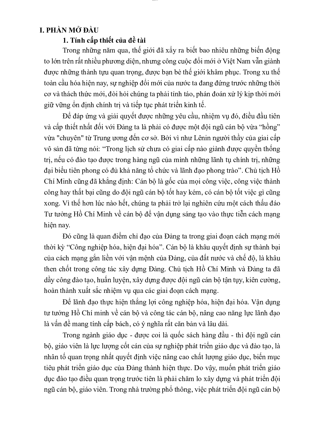 Mẫu tiểu luận Tư tưởng Hồ Chí Minh về xây dựng đội ngũ cán bộ, đảng viên | PDF | Đại Học Huế (trang 1)