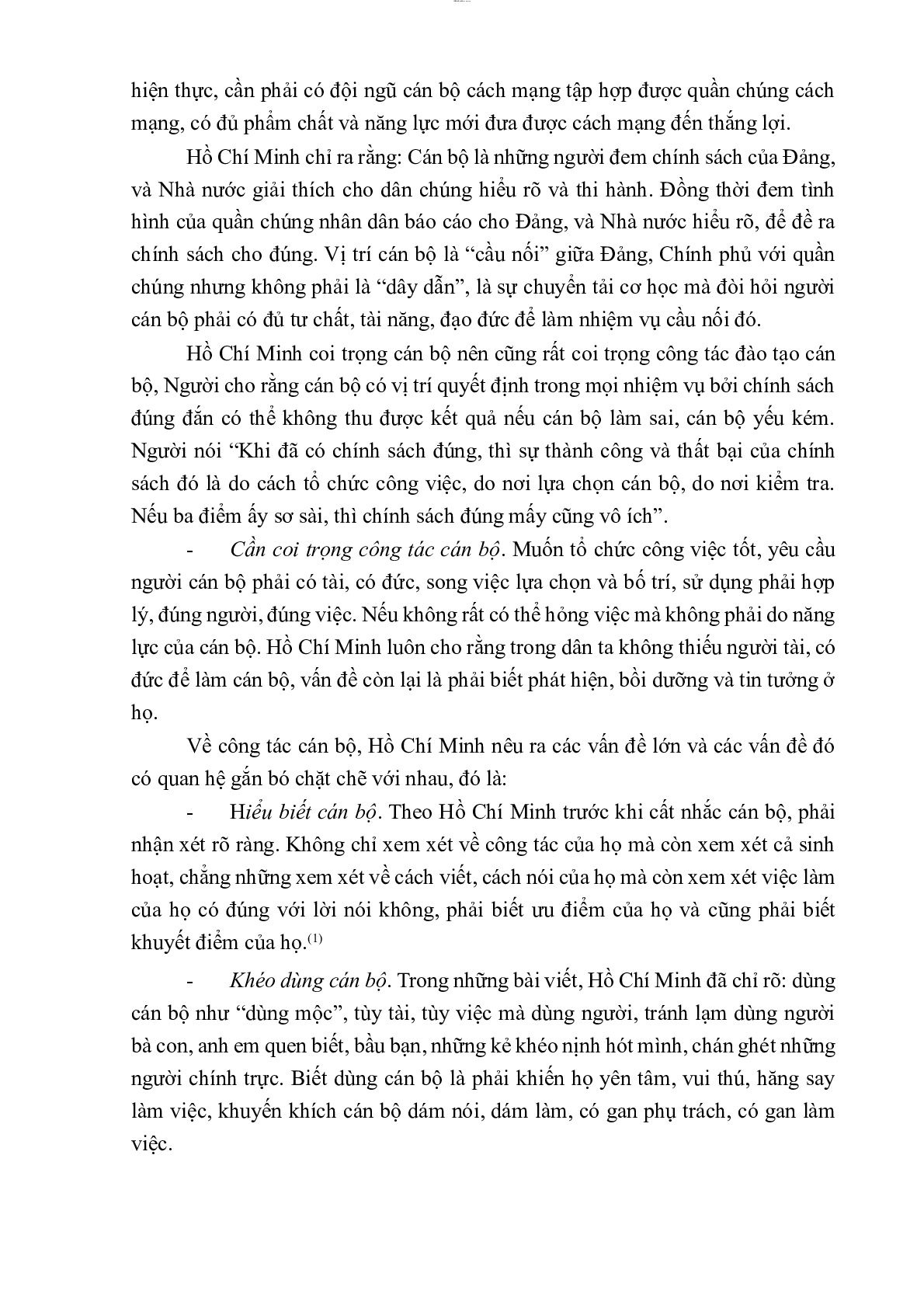 Mẫu tiểu luận Tư tưởng Hồ Chí Minh về xây dựng đội ngũ cán bộ, đảng viên | PDF | Đại Học Huế (trang 4)
