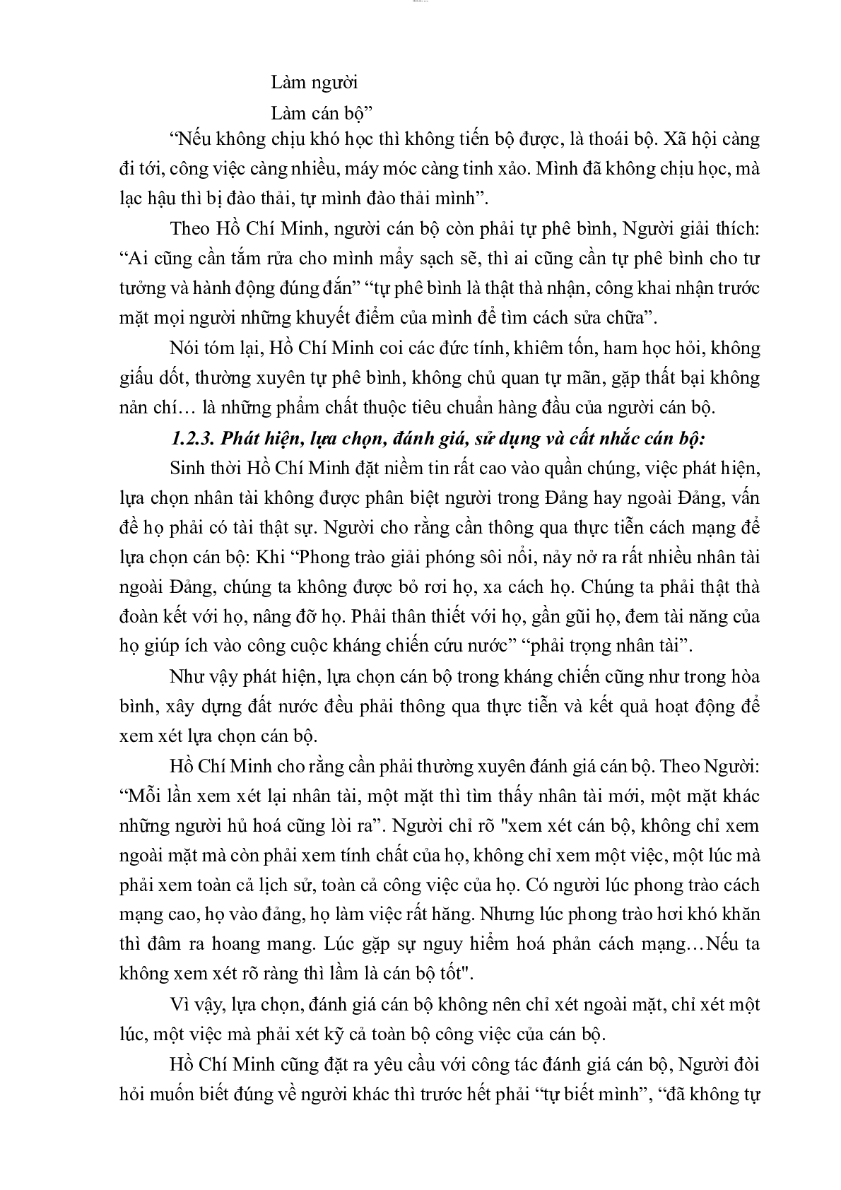 Mẫu tiểu luận Tư tưởng Hồ Chí Minh về xây dựng đội ngũ cán bộ, đảng viên | PDF | Đại Học Huế (trang 7)