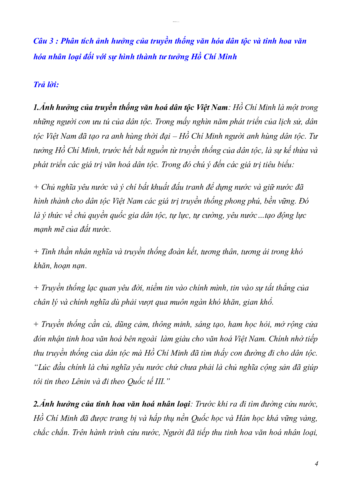 56 câu hỏi tự luận ôn tập học phần Tư tưởng Hồ Chí Minh | Đại Học Đà Nẵng (2025) (trang 4)