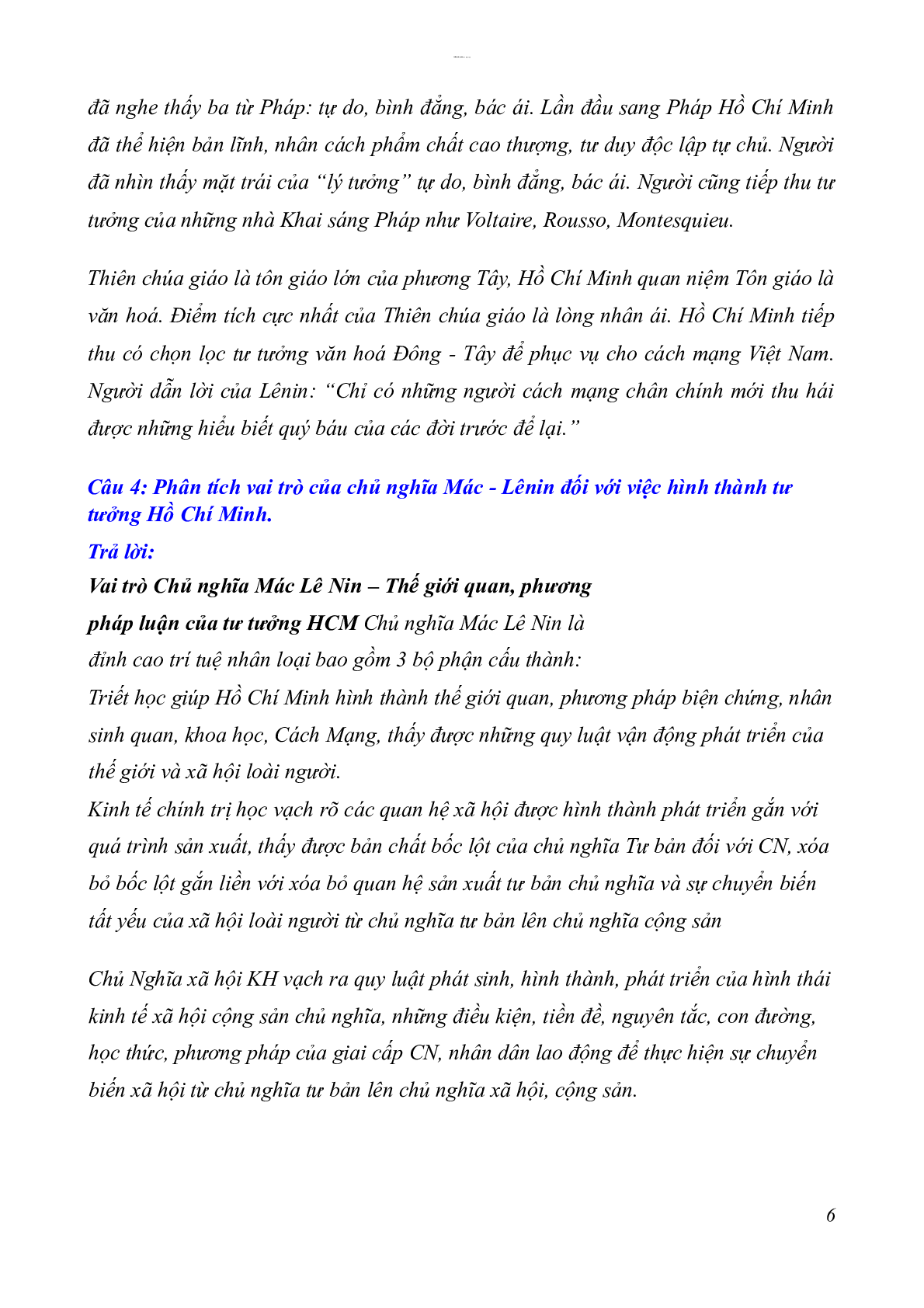 56 câu hỏi tự luận ôn tập học phần Tư tưởng Hồ Chí Minh | Đại Học Đà Nẵng (2025) (trang 6)