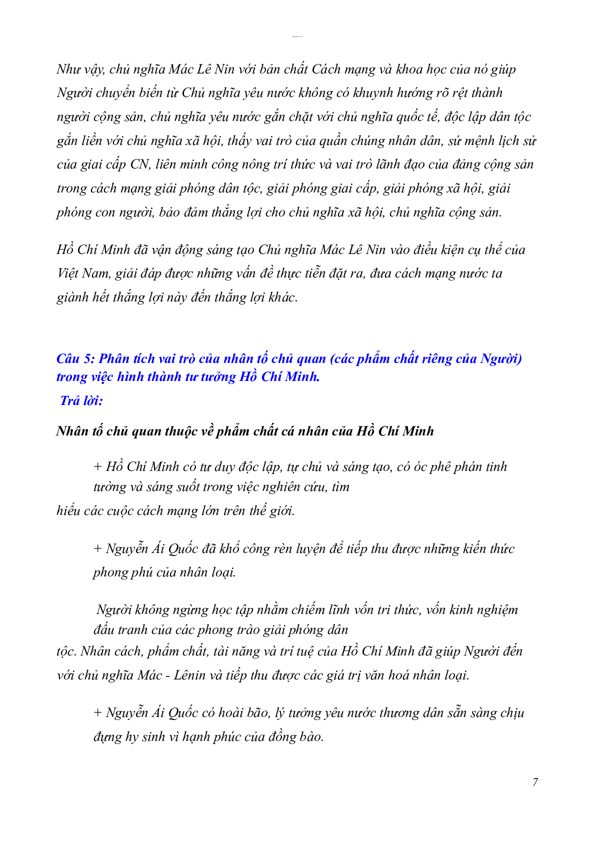56 câu hỏi tự luận ôn tập học phần Tư tưởng Hồ Chí Minh | Đại Học Đà Nẵng (2025) (trang 7)