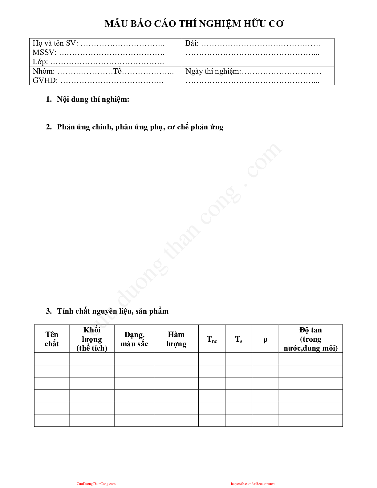 Mẫu báo cáo Thí nghiệm hóa đại cương | PDF (2025) (trang 1)