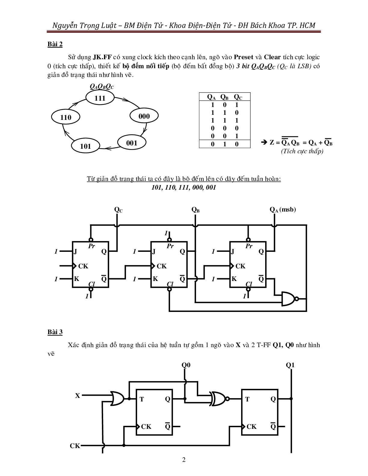 Ngân hàng bài tập môn Kỹ thuật số (có lời giải) | Đại Học Bách Khoa Thành Phố Hồ Chí Minh (2025) (trang 2)