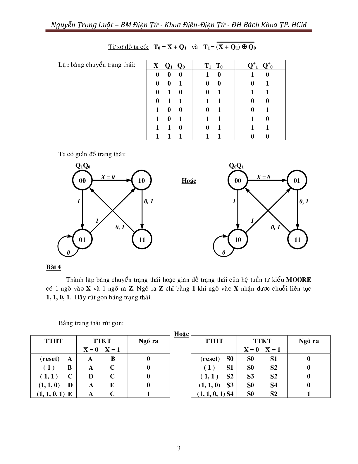 Ngân hàng bài tập môn Kỹ thuật số (có lời giải) | Đại Học Bách Khoa Thành Phố Hồ Chí Minh (2025) (trang 3)