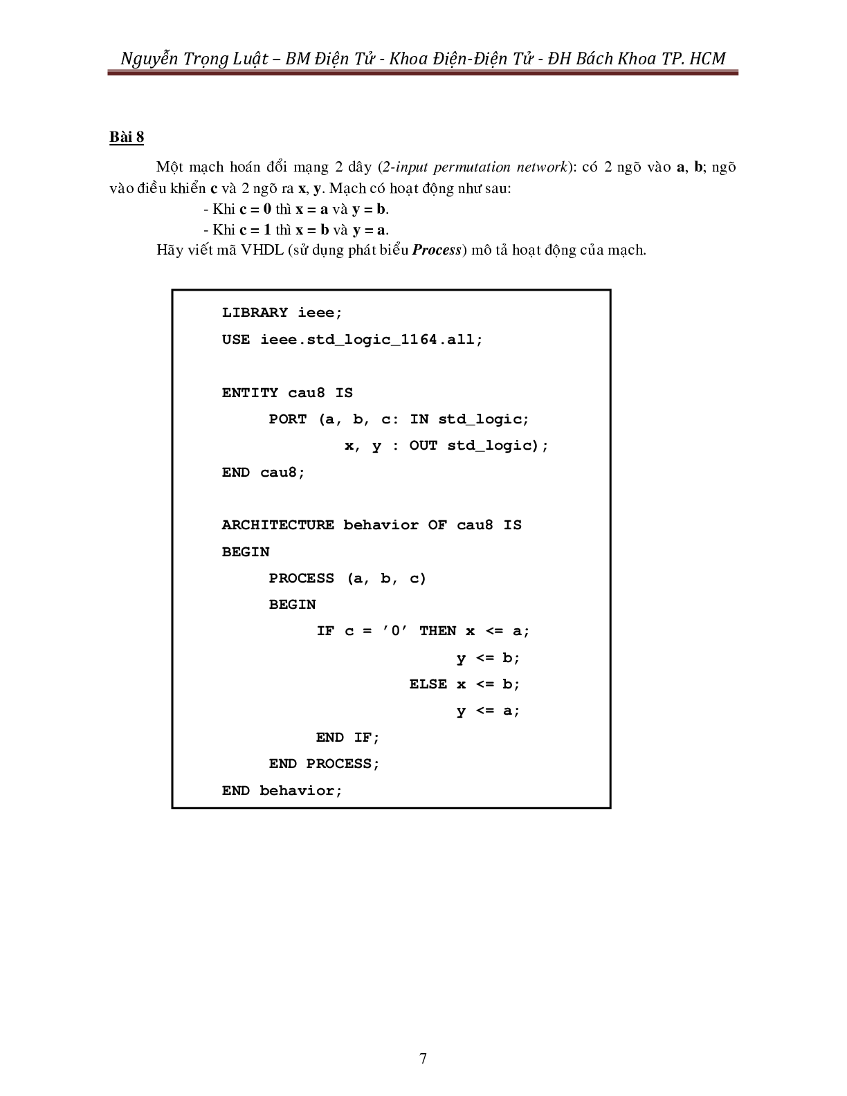 Ngân hàng bài tập môn Kỹ thuật số (có lời giải) | Đại Học Bách Khoa Thành Phố Hồ Chí Minh (2025) (trang 7)