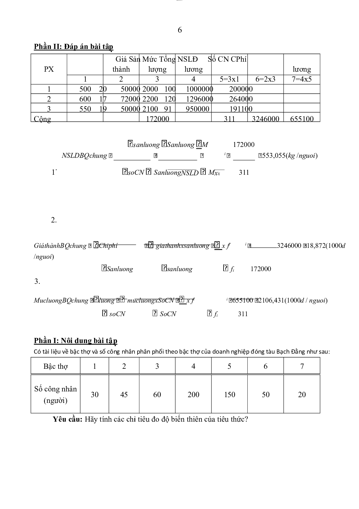 Bài tập Nguyên lý thống kê ( có lời giải) | PDF (trang 6)