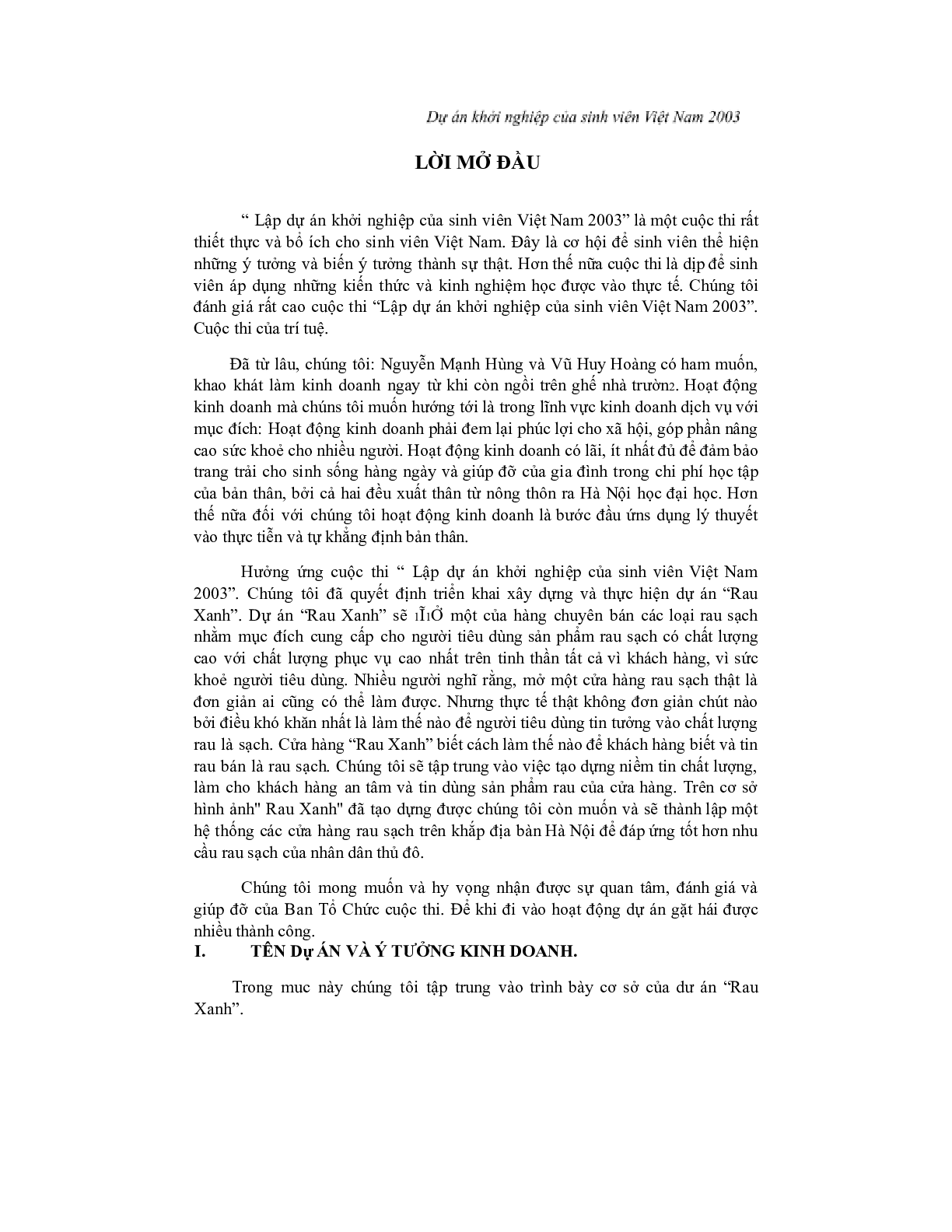 Đề án kinh doanh | PDF (trang 1)