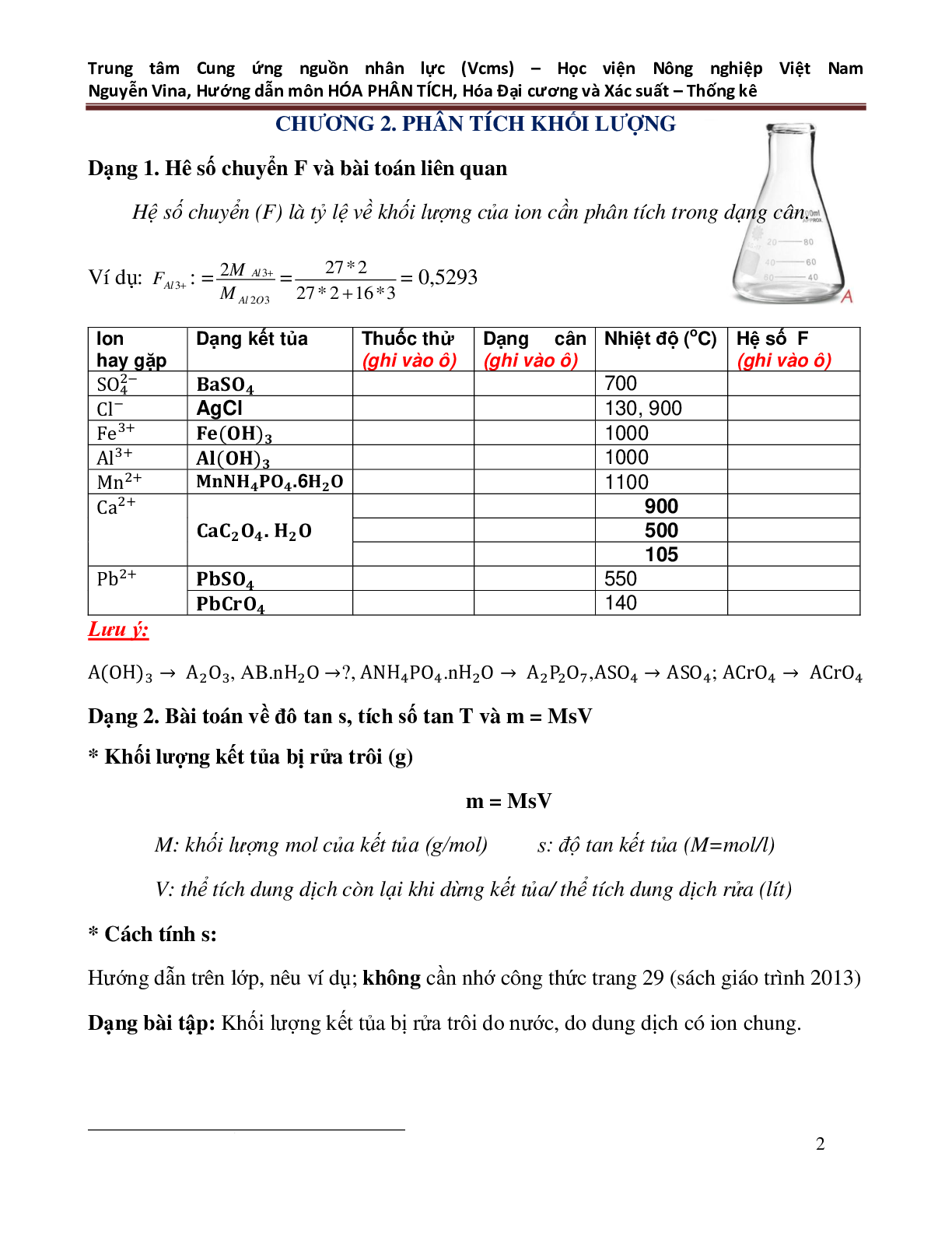 Tổng hợp công thức môn HÓA PHÂN TÍCH hay, đầy đủ nhất | PDF (trang 2)