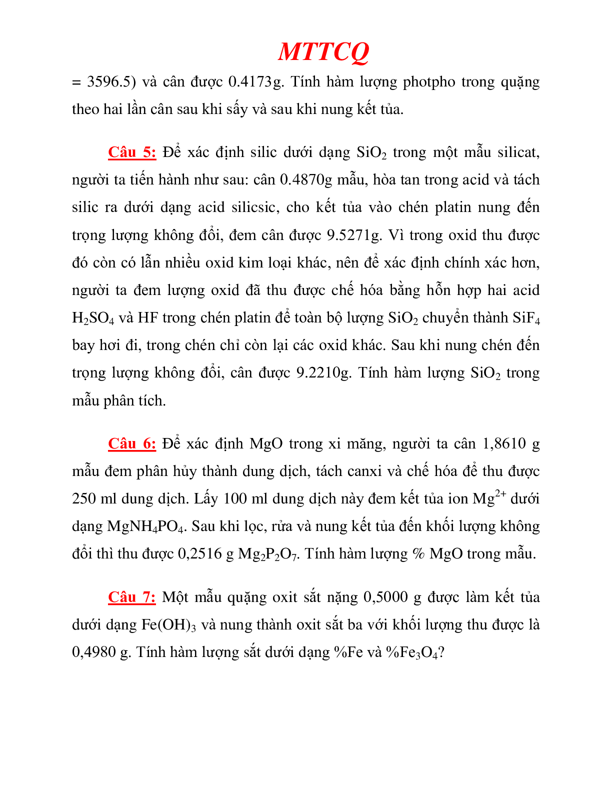 Ngân hàng bài tập HÓA PHÂN TÍCH  (có lời giải) hay, chi tiết nhất | Đại học Bách khoa (trang 2)