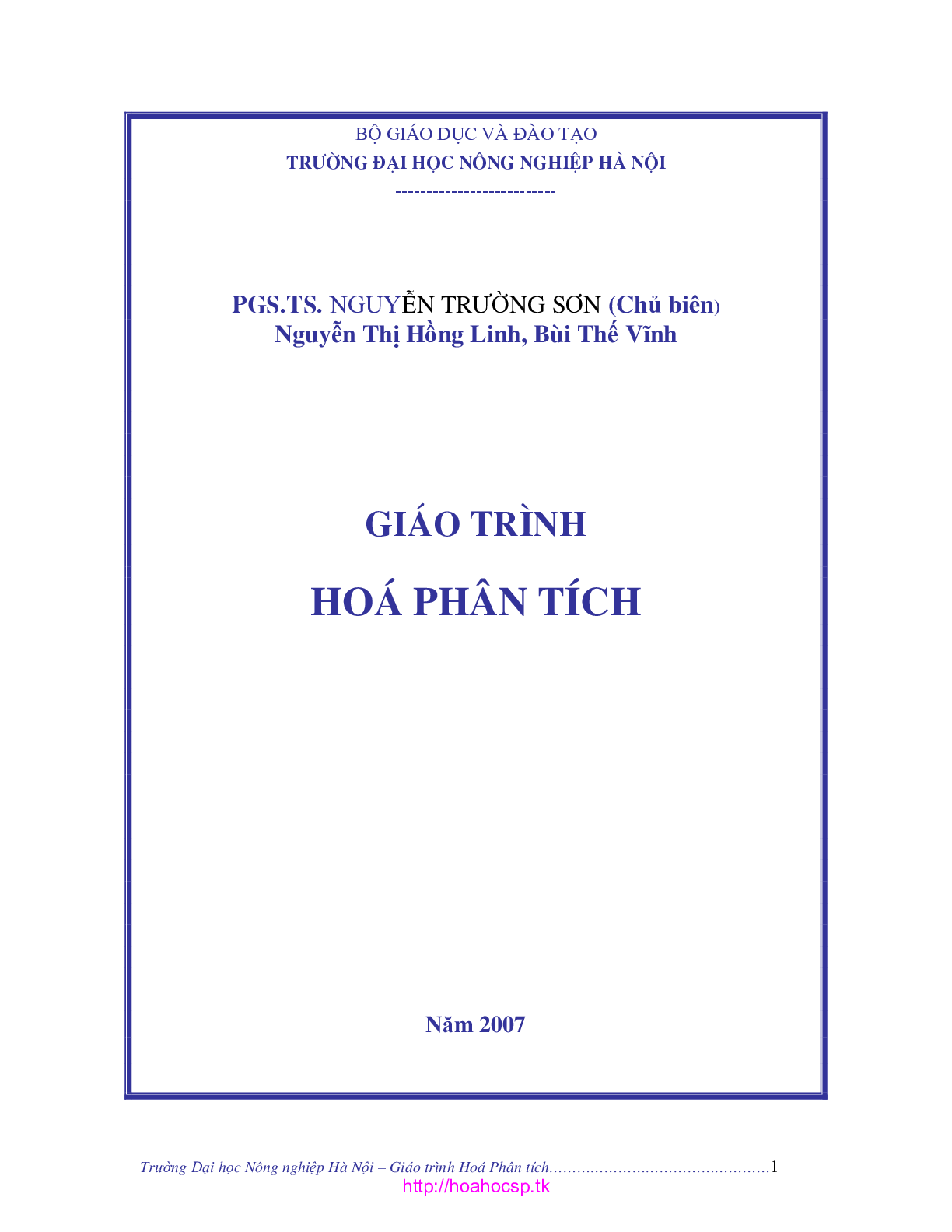Giáo trình Hóa phân tích | Đại học Nông nghiệp (2025) (trang 1)