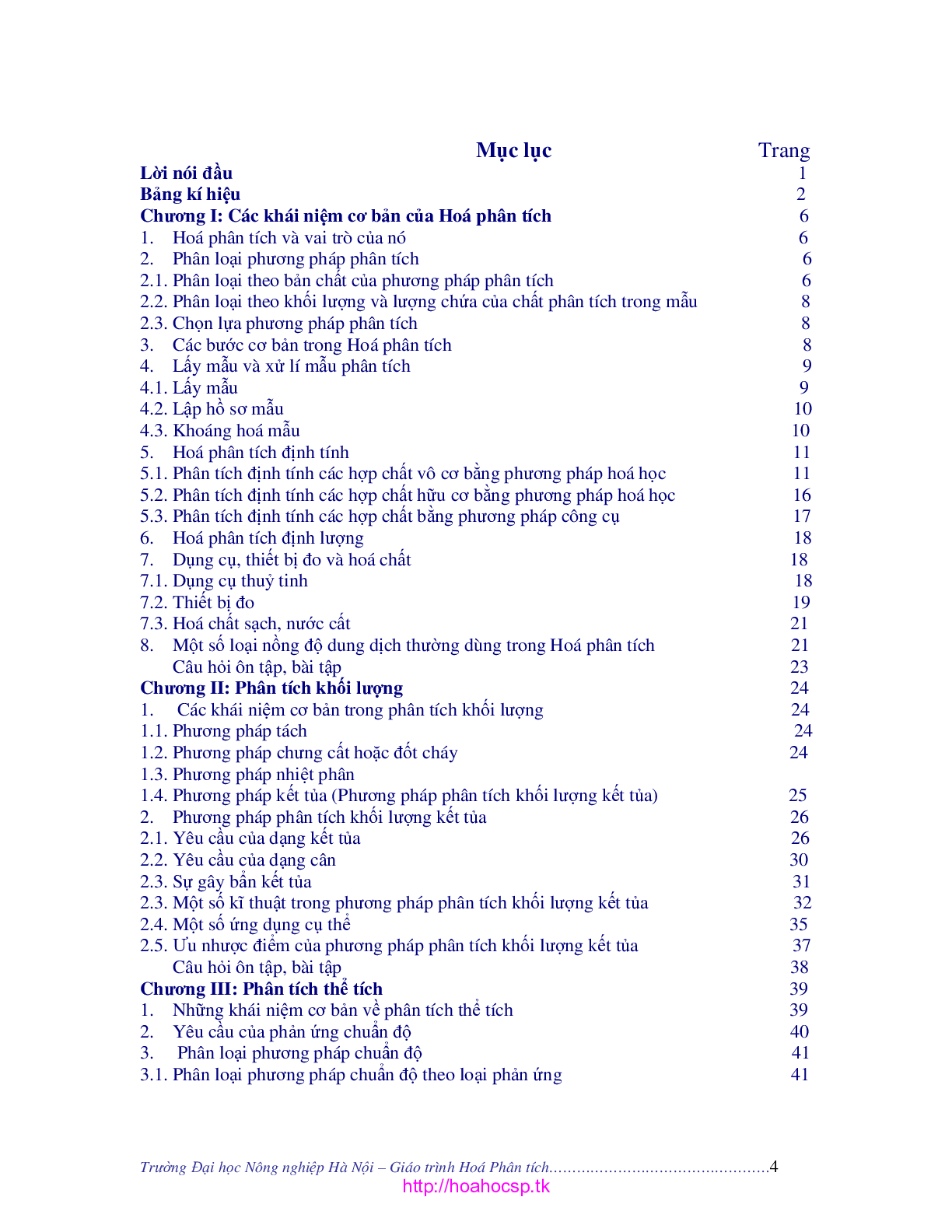 Giáo trình Hóa phân tích | Đại học Nông nghiệp (2025) (trang 4)