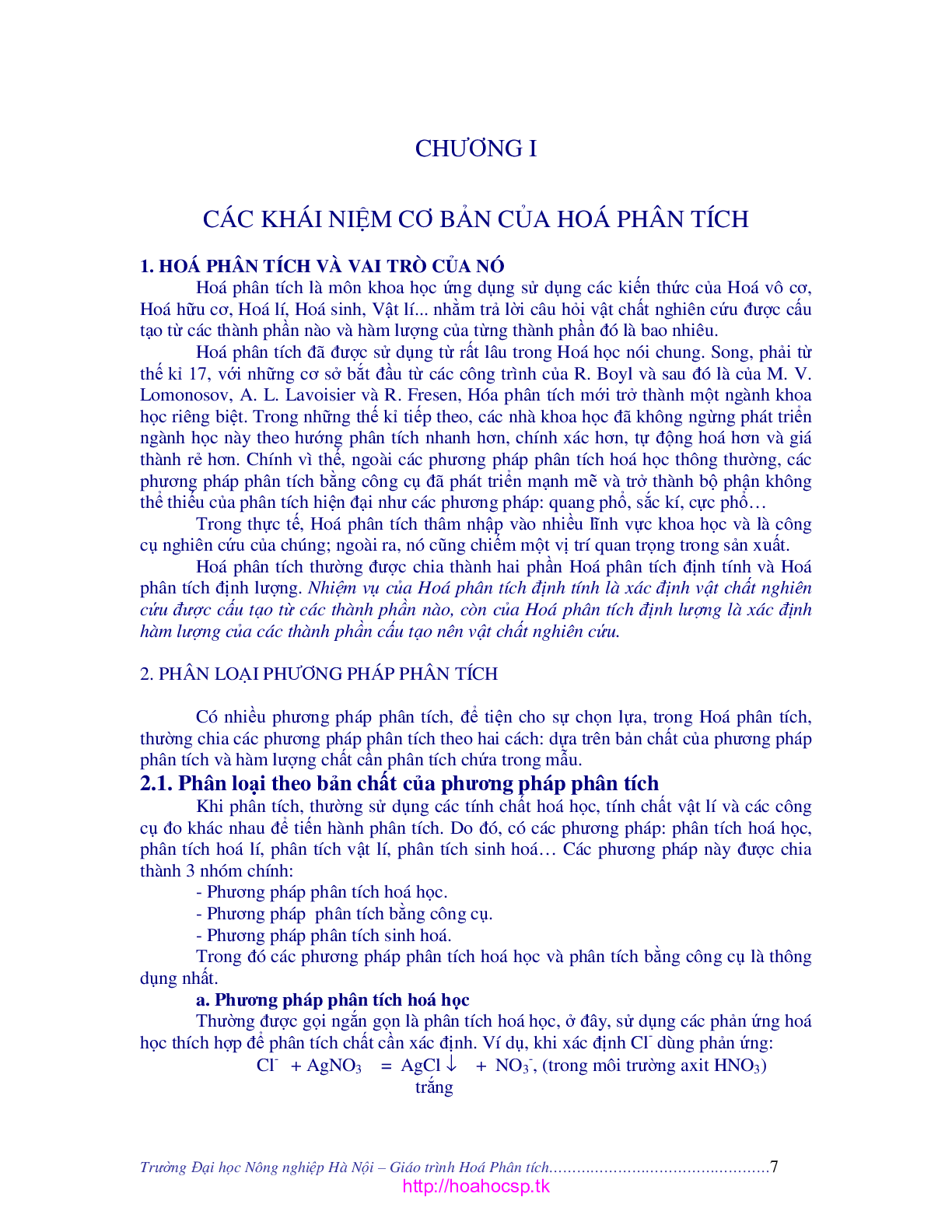 Giáo trình Hóa phân tích | Đại học Nông nghiệp (2025) (trang 7)