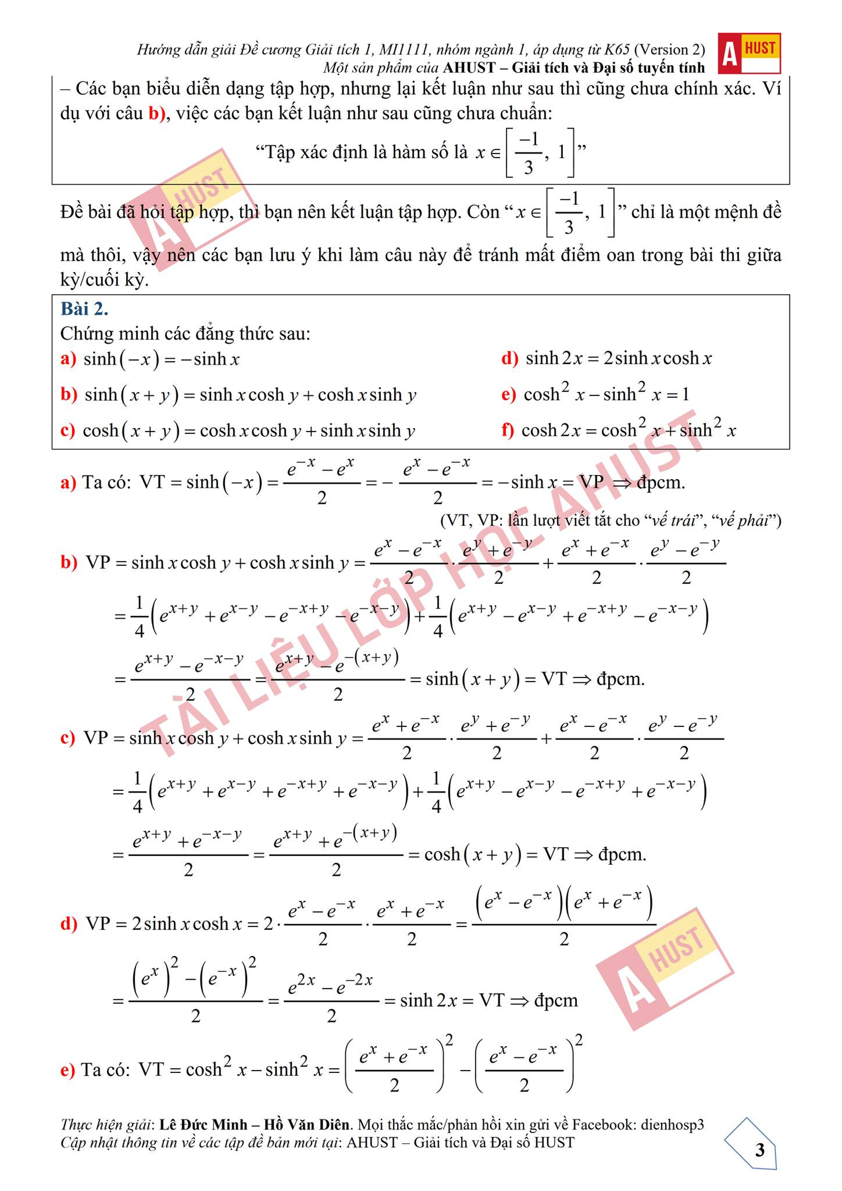 TOP 91 câu hỏi, bài tập học phần Giải tích 1 (có đáp án) (trang 2)