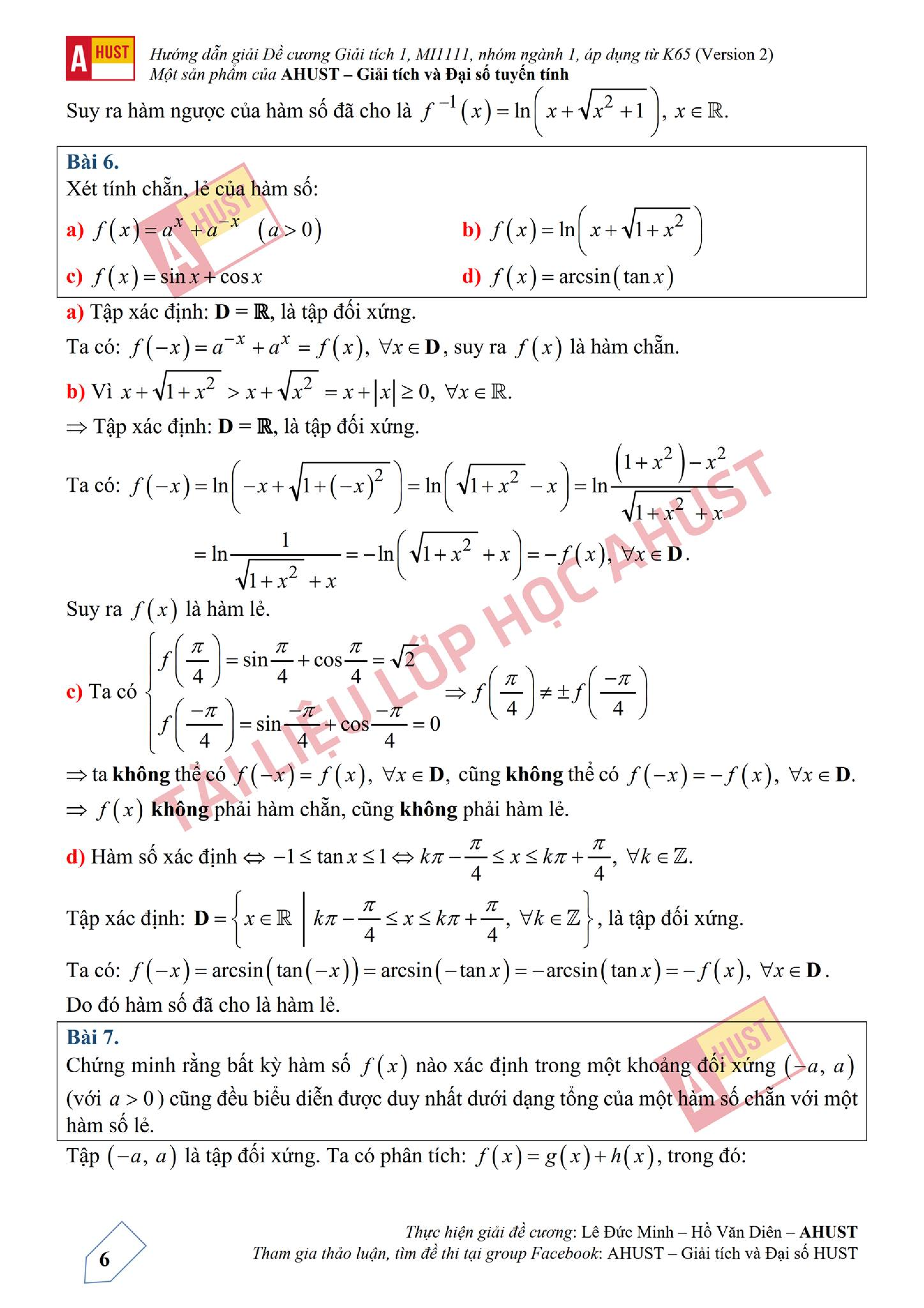 TOP 91 câu hỏi, bài tập học phần Giải tích 1 (có đáp án) (trang 5)