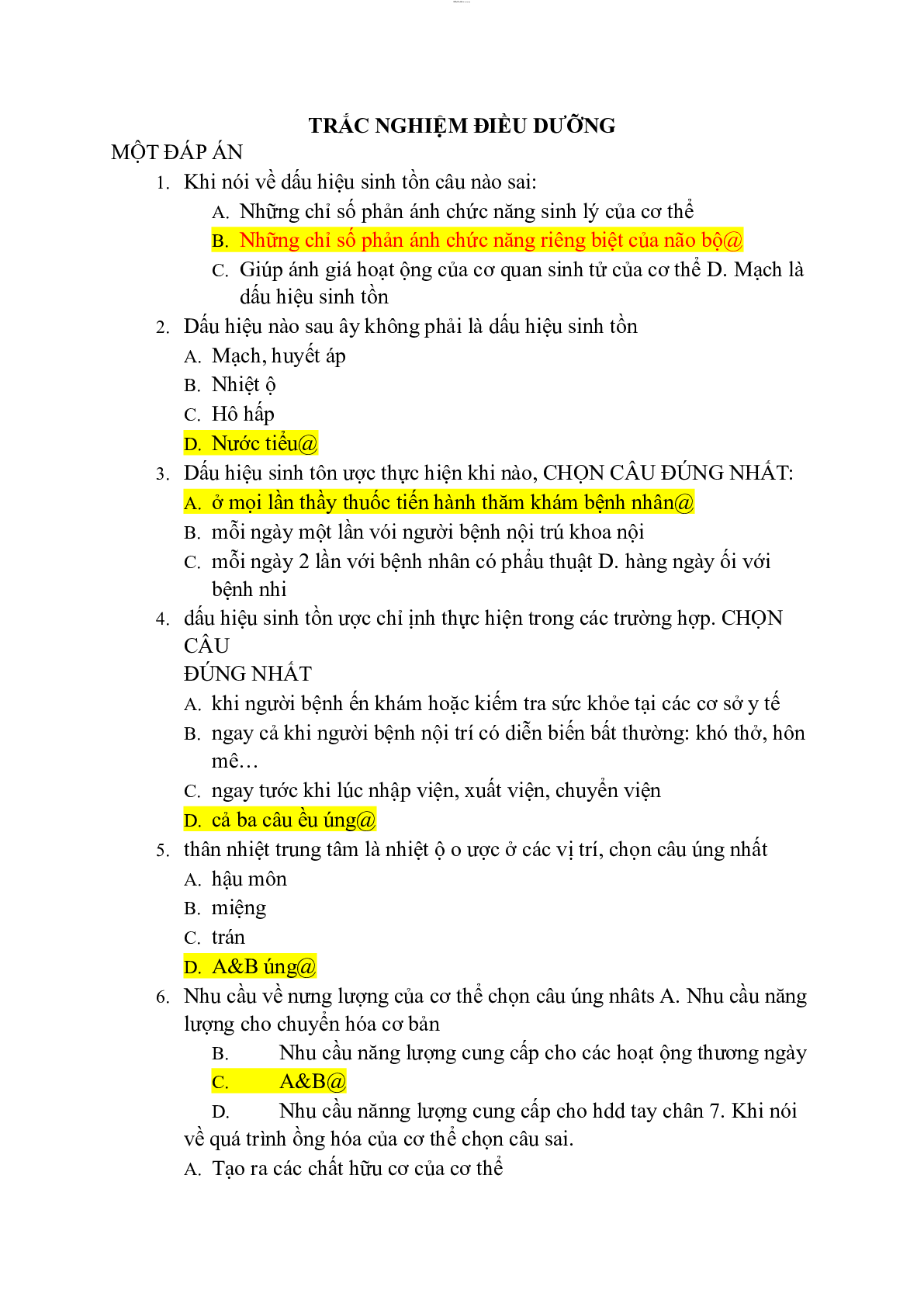 Trắc nghiệm điều dưỡng cơ bản | PDF (2025) (trang 1)