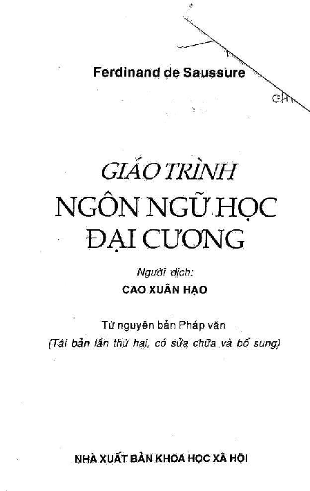 Giáo trình môn Ngôn ngữ học đại cương | PDF | Người dịch: Cao Xuân Hạo (trang 3)