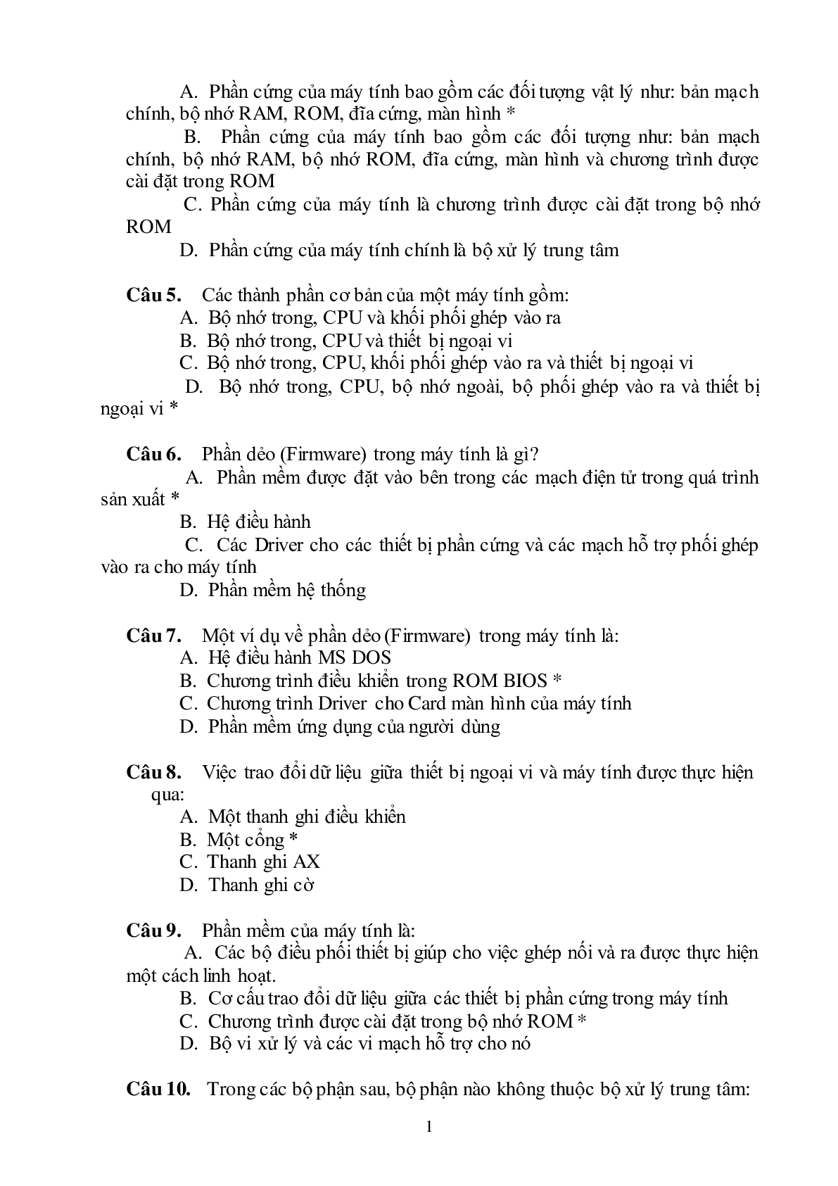 Top 500 câu hỏi trắc nghiệm Kiến trúc máy tính | PTIT, HUST (2025) (trang 2)