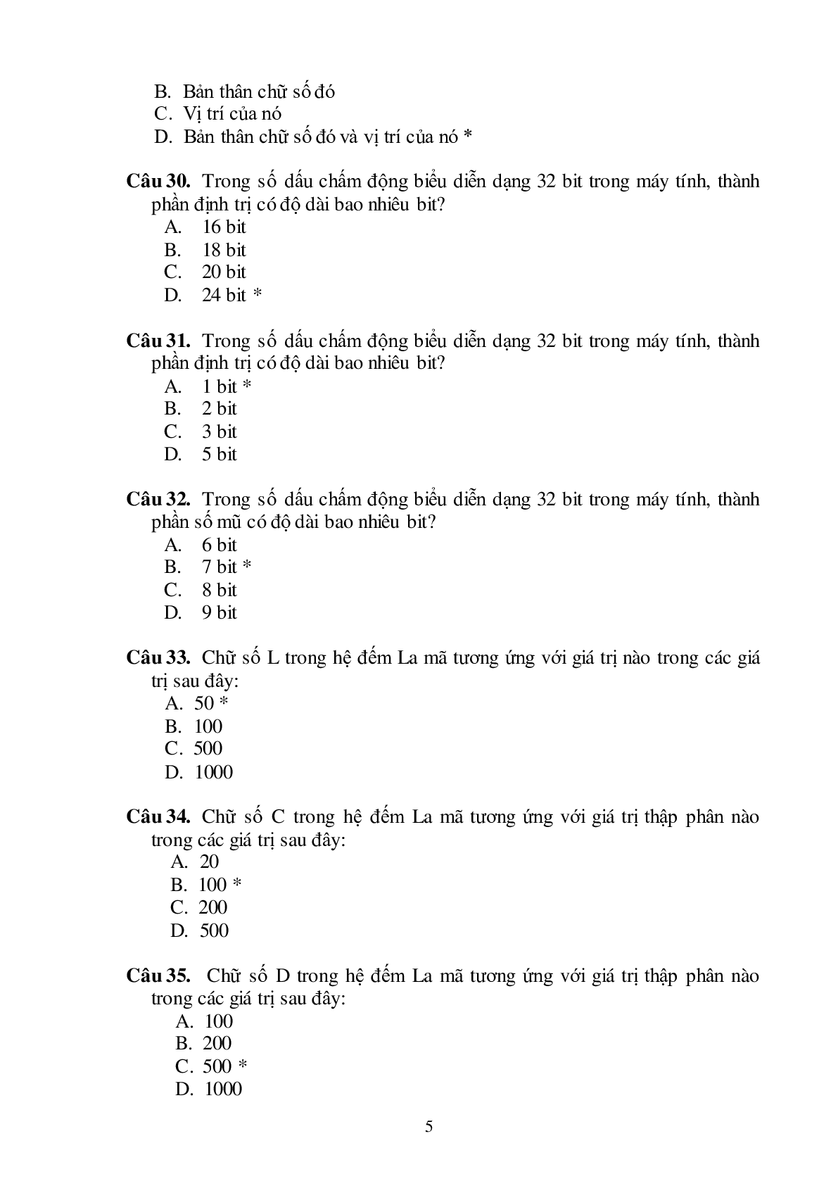Top 500 câu hỏi trắc nghiệm Kiến trúc máy tính | PTIT, HUST (2025) (trang 6)