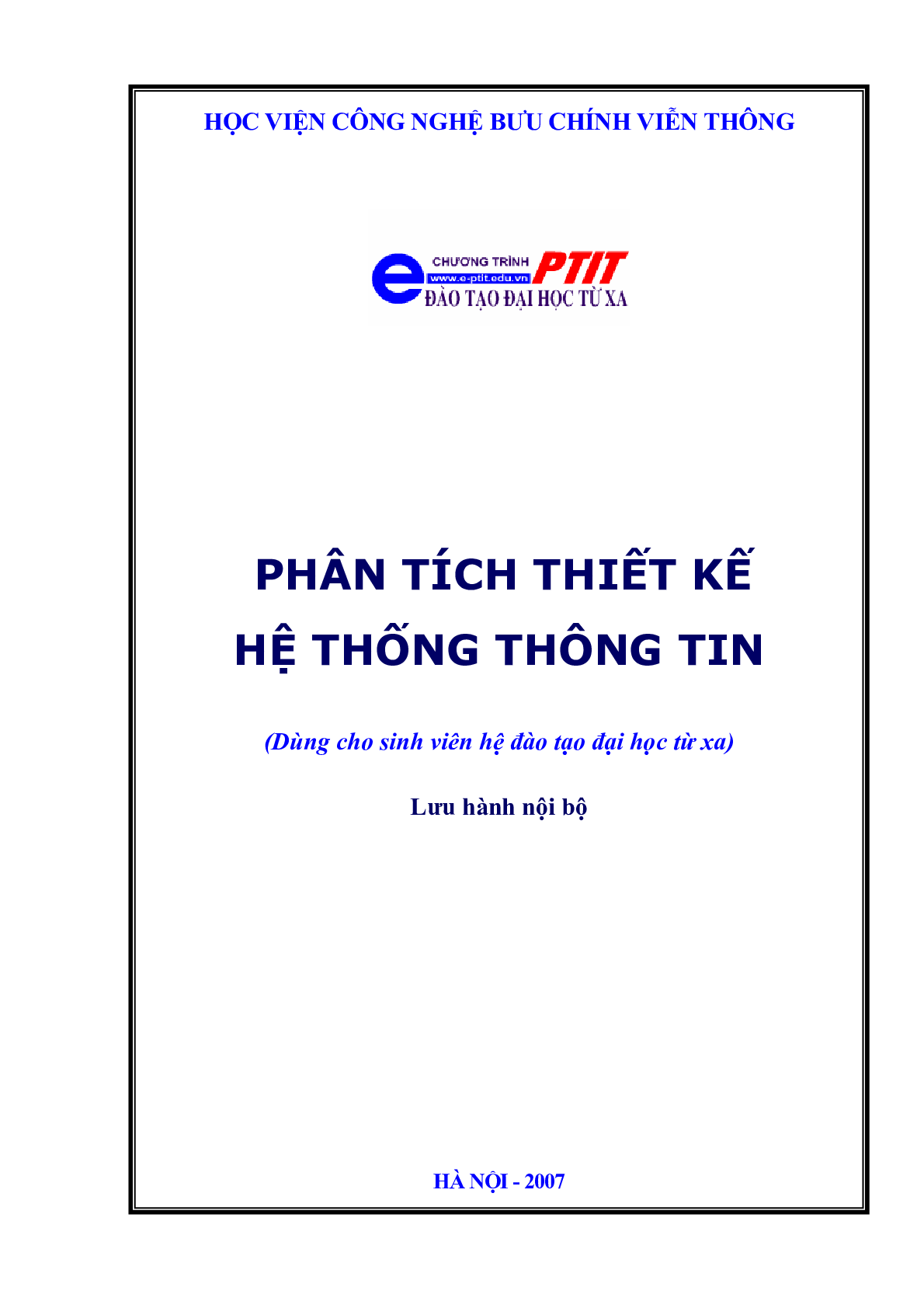 Giáo trình Phân tích Thiết kế hệ thống thông tin | Học viện Bưu chính Viễn Thông (trang 1)