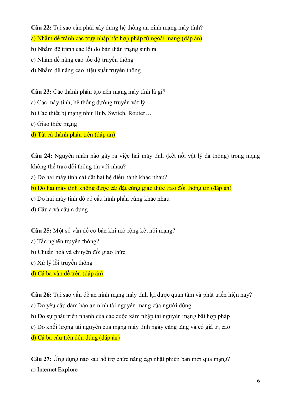 Top 500 Câu hỏi trắc nghiệm Mạng máy tính | Tổng hợp nhiều trường Đại học, Cao đẳng (2025) (trang 2)