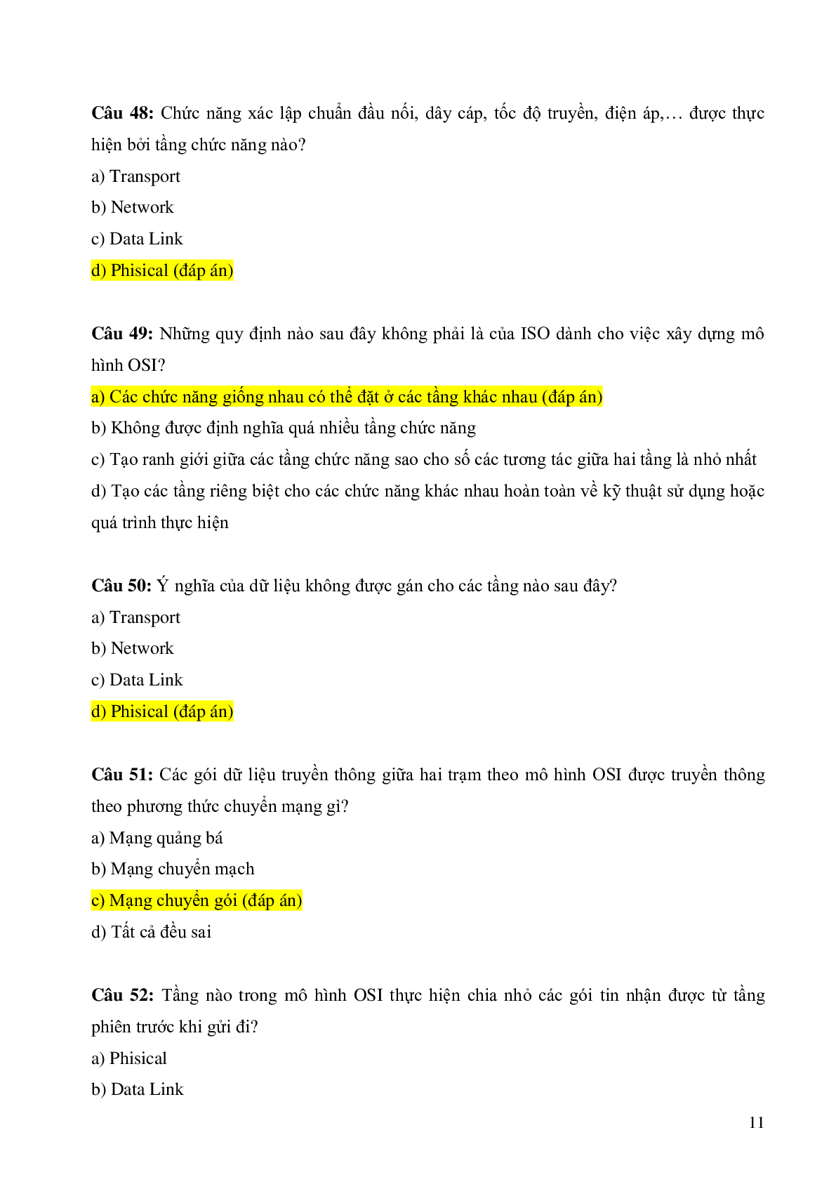 Top 500 Câu hỏi trắc nghiệm Mạng máy tính | Tổng hợp nhiều trường Đại học, Cao đẳng (2025) (trang 7)