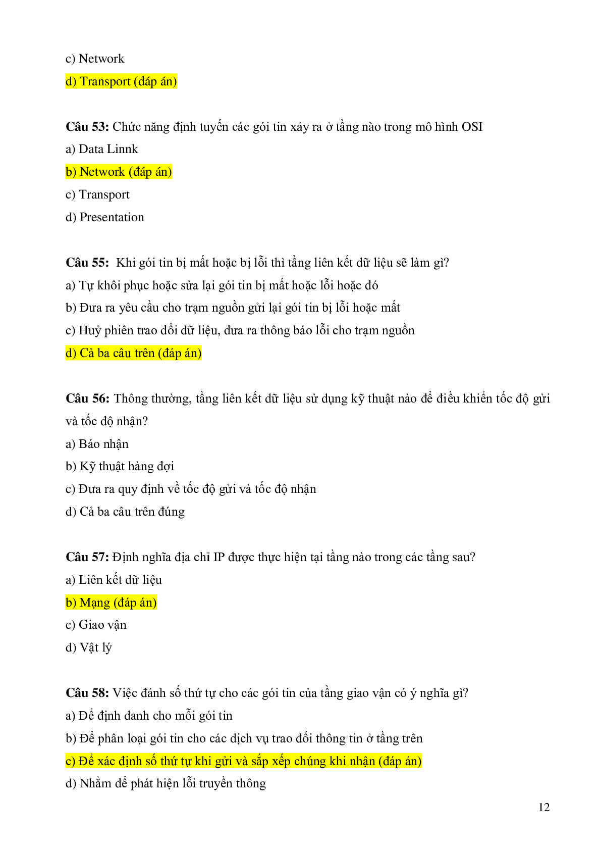 Top 500 Câu hỏi trắc nghiệm Mạng máy tính | Tổng hợp nhiều trường Đại học, Cao đẳng (2025) (trang 8)