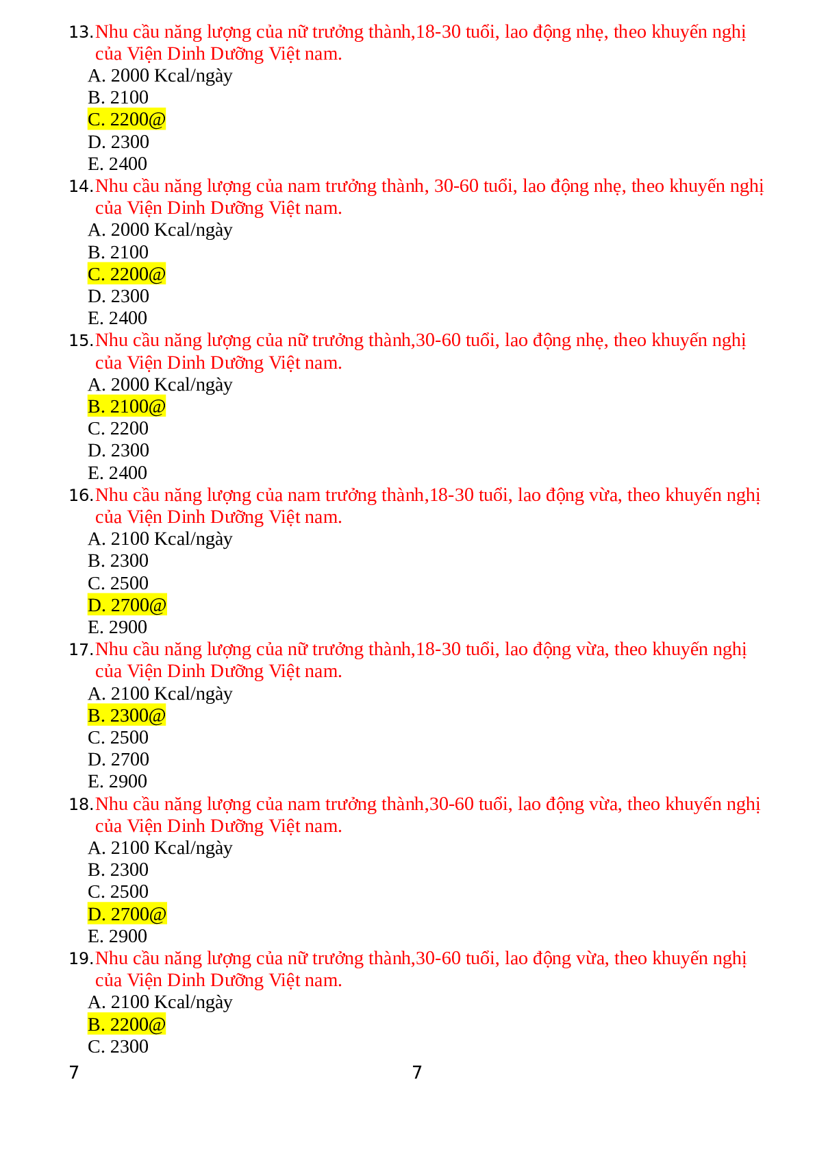 Top 500 Câu hỏi trắc nghiệm Dinh dưỡng tiết chế | Tổng hợp nhiều trường Đại học, Cao đẳng (2025) (trang 4)