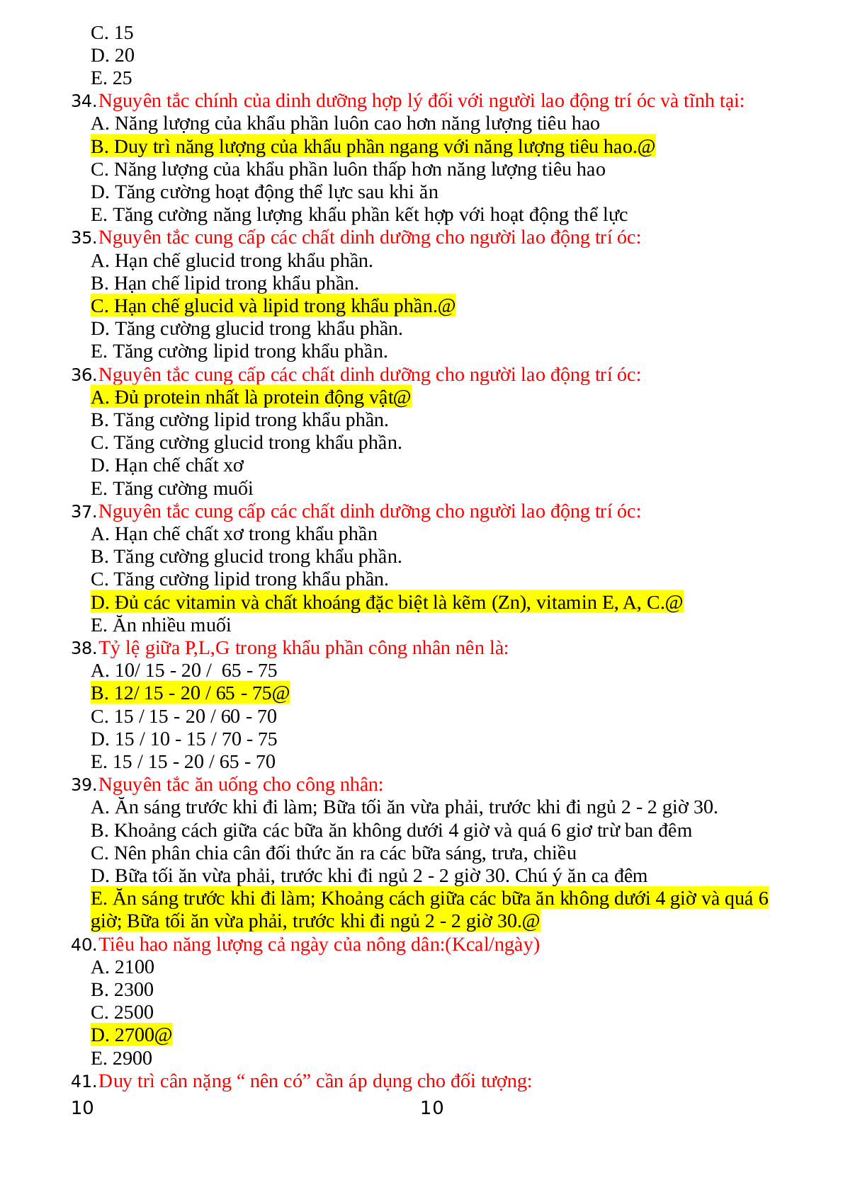 Top 500 Câu hỏi trắc nghiệm Dinh dưỡng tiết chế | Tổng hợp nhiều trường Đại học, Cao đẳng (2025) (trang 7)