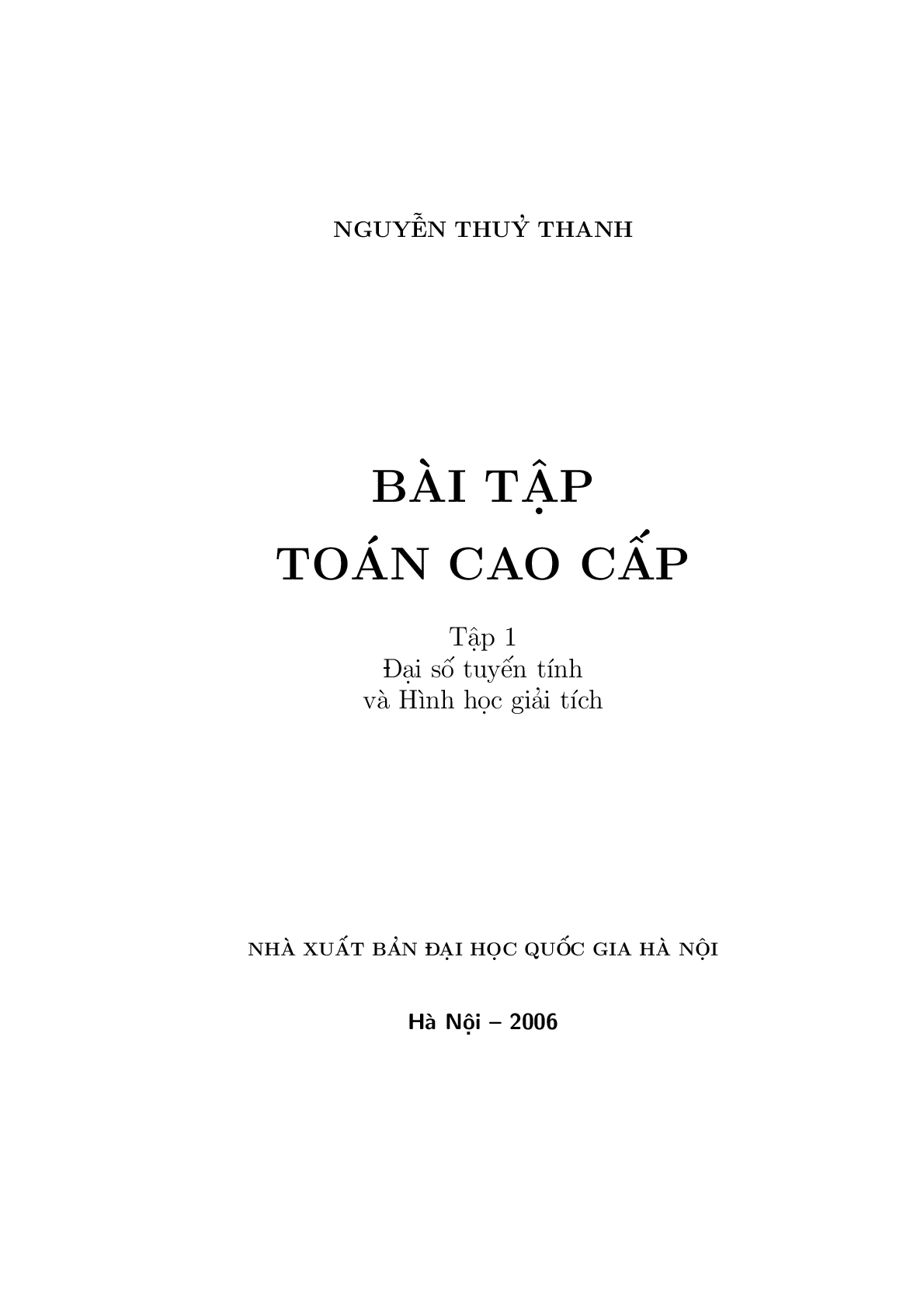 Bài tập Toán cao cấp (có lời giải) | Nguyễn Thủy Thanh | Tập 1 (trang 2)