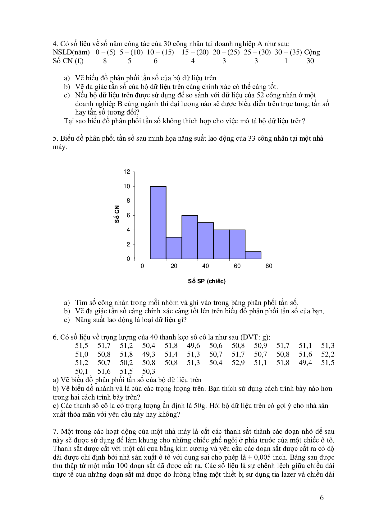 Bài tập Thống kê ứng dụng mới nhất (có lời giải) | Đại học Bách Khoa Hà Nội (trang 6)