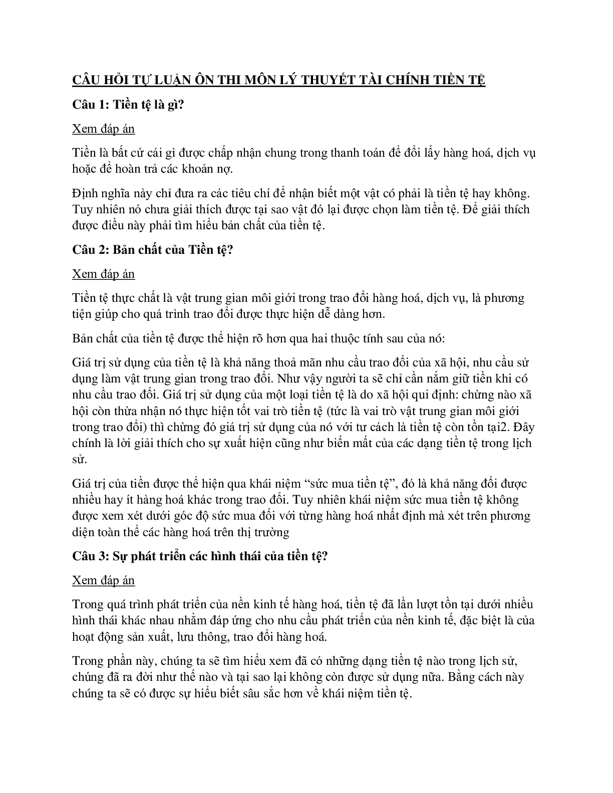 Ngân hàng bài tập TÀI CHÍNH TIỀN TỆ (có đáp án)| Đại học Kinh tế TP Hồ Chí Minh (2025) (trang 1)