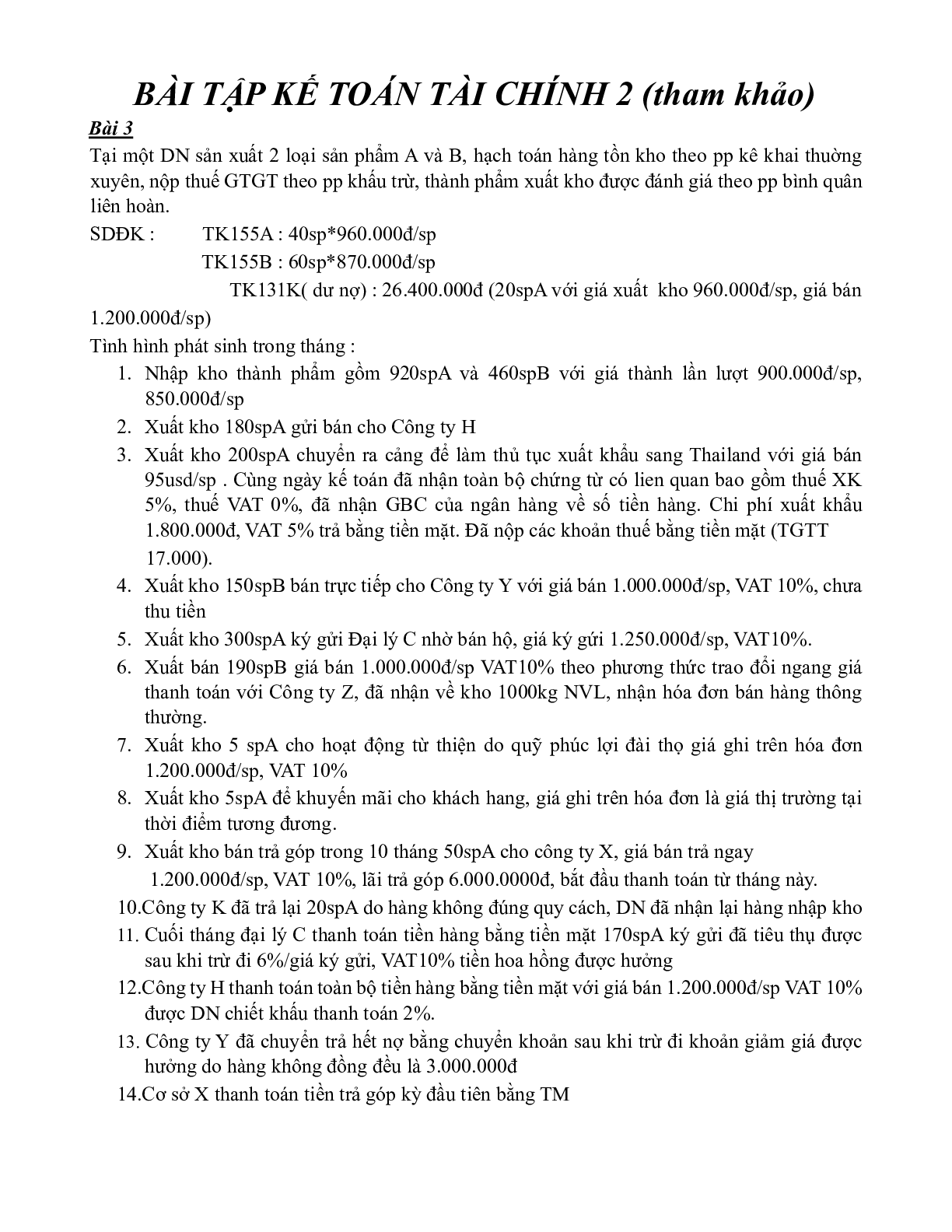 Top 11 Bài tập Kế toán tài chính 2 | Đại học Kinh tế TP Hồ Chí Minh (2025) (trang 1)