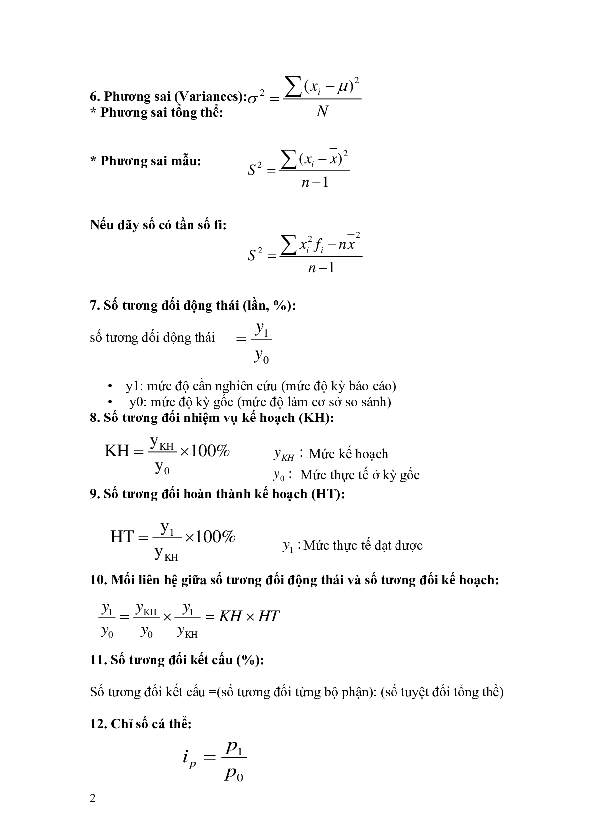 Tổng hợp Công thức môn Nguyên lý thống kê | PDF (trang 2)