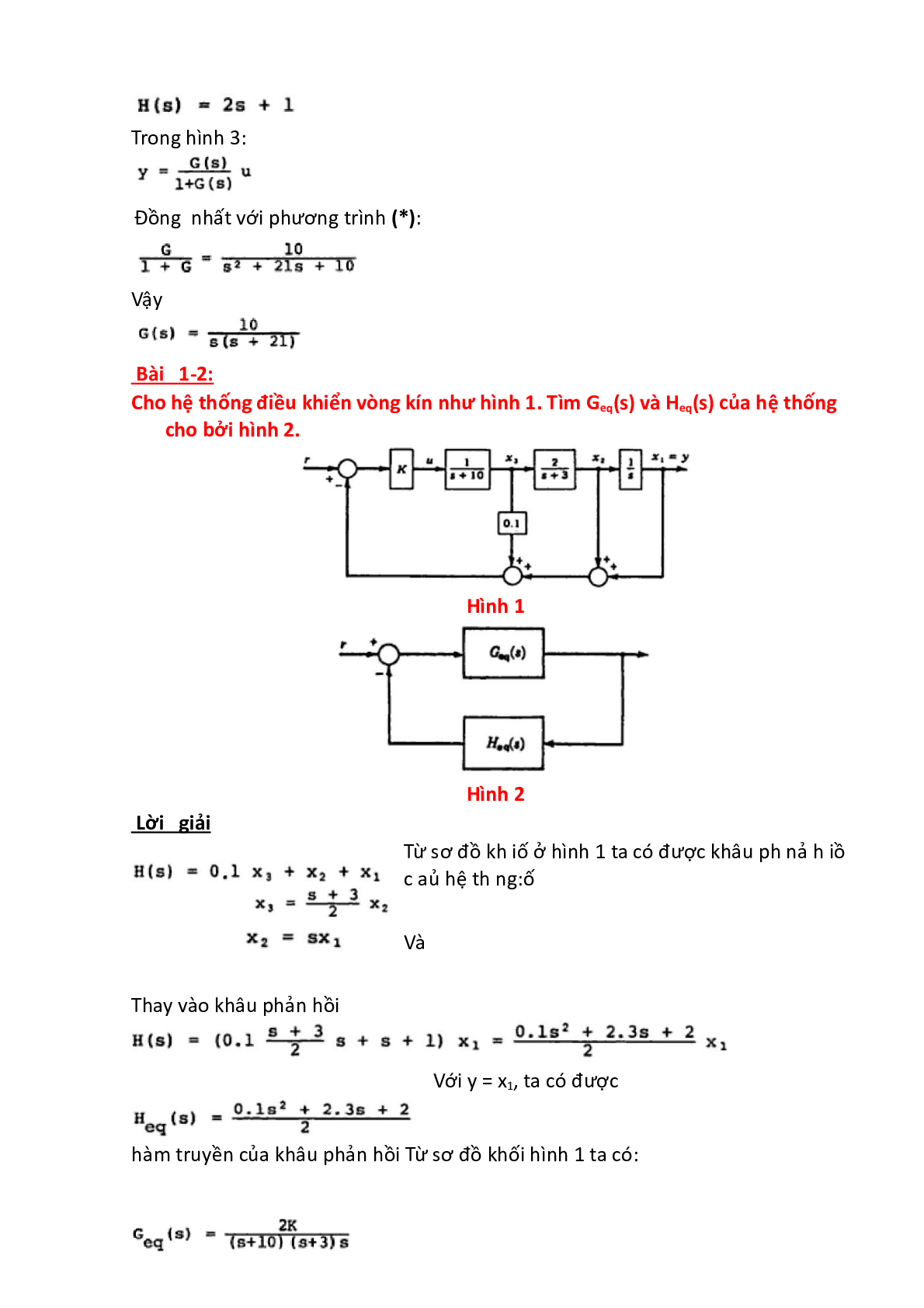 Ngân hàng bài tập môn Lý thuyết điều khiển tự động hay, hấp dẫn nhất | PDF (trang 2)