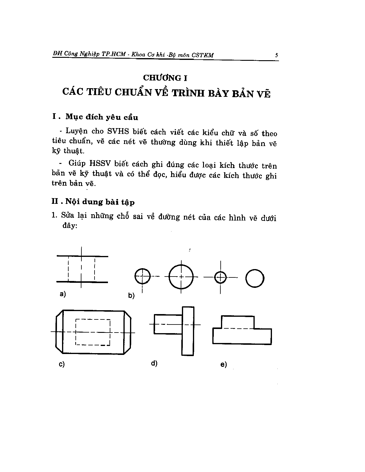 Ngân hàng bài tập Vẽ kỹ thuật 1 (có đáp án) | Đại học Công nghệ TP Hồ Chí Minh (trang 5)