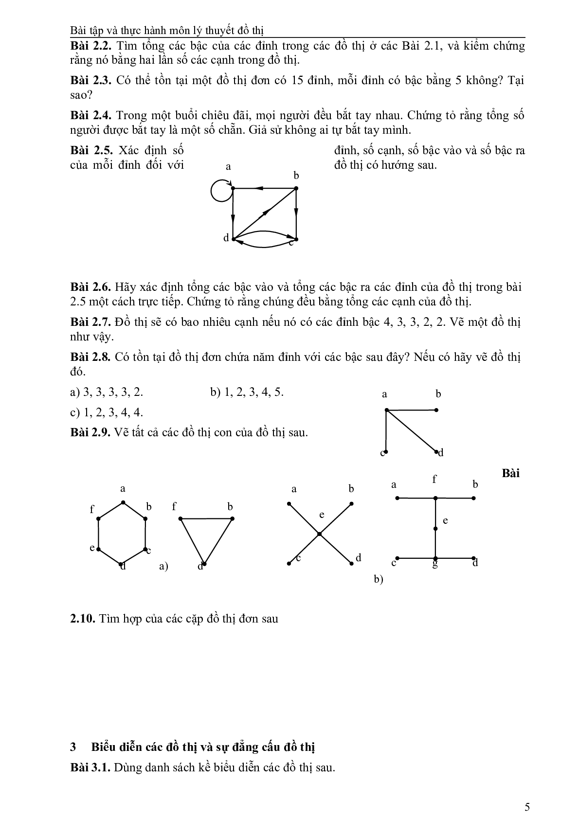 Bài tập Lý thuyết đồ thị (có lời giải) | Trường Đại học Ngoại ngữ tin học Thành phố Hồ Chí Minh (trang 6)