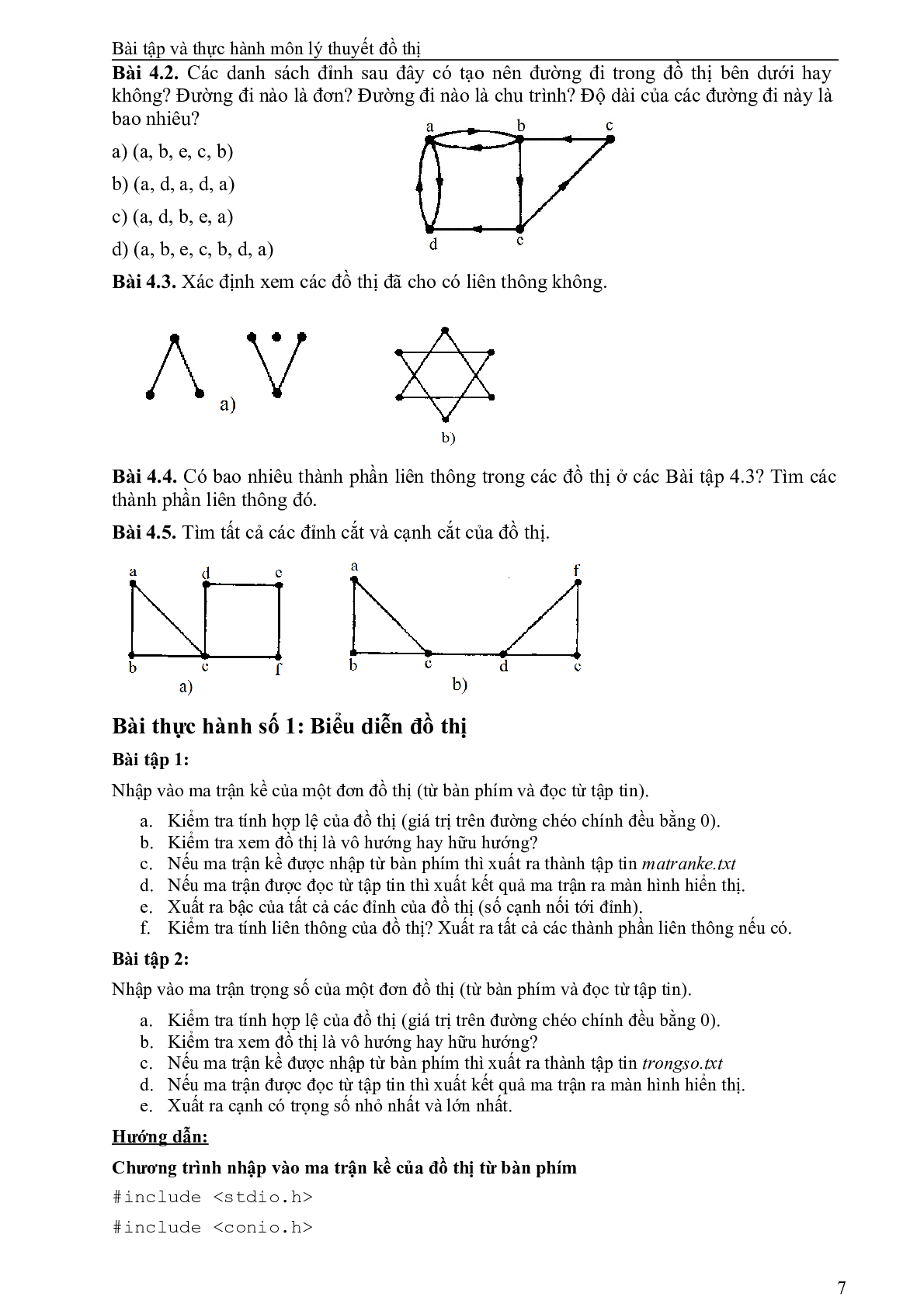 Bài tập Lý thuyết đồ thị (có lời giải) | Trường Đại học Ngoại ngữ tin học Thành phố Hồ Chí Minh (trang 8)