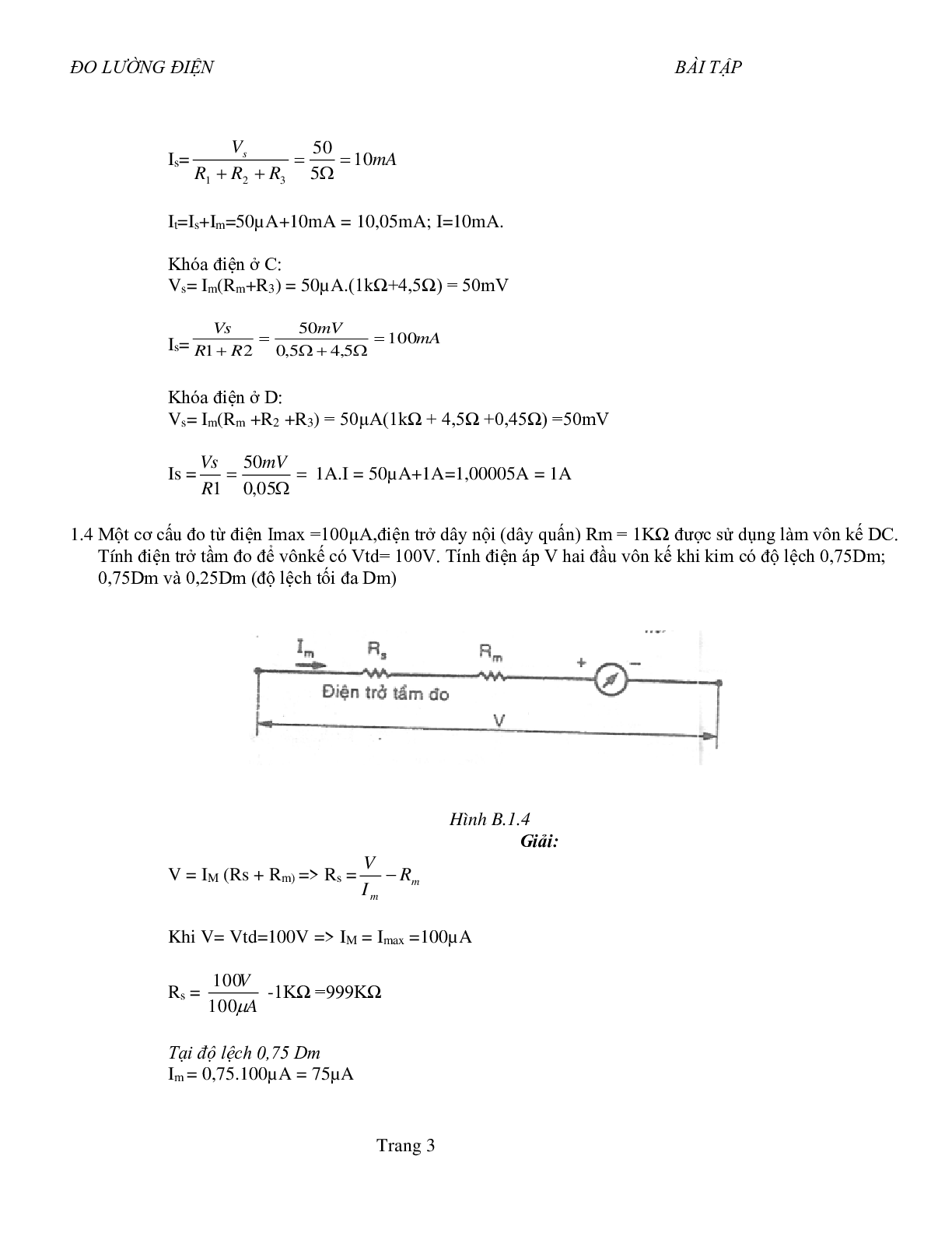 Ngân hàng Bài tập Kỹ thuật đo lường điện (có lời giải) | HUS (trang 3)