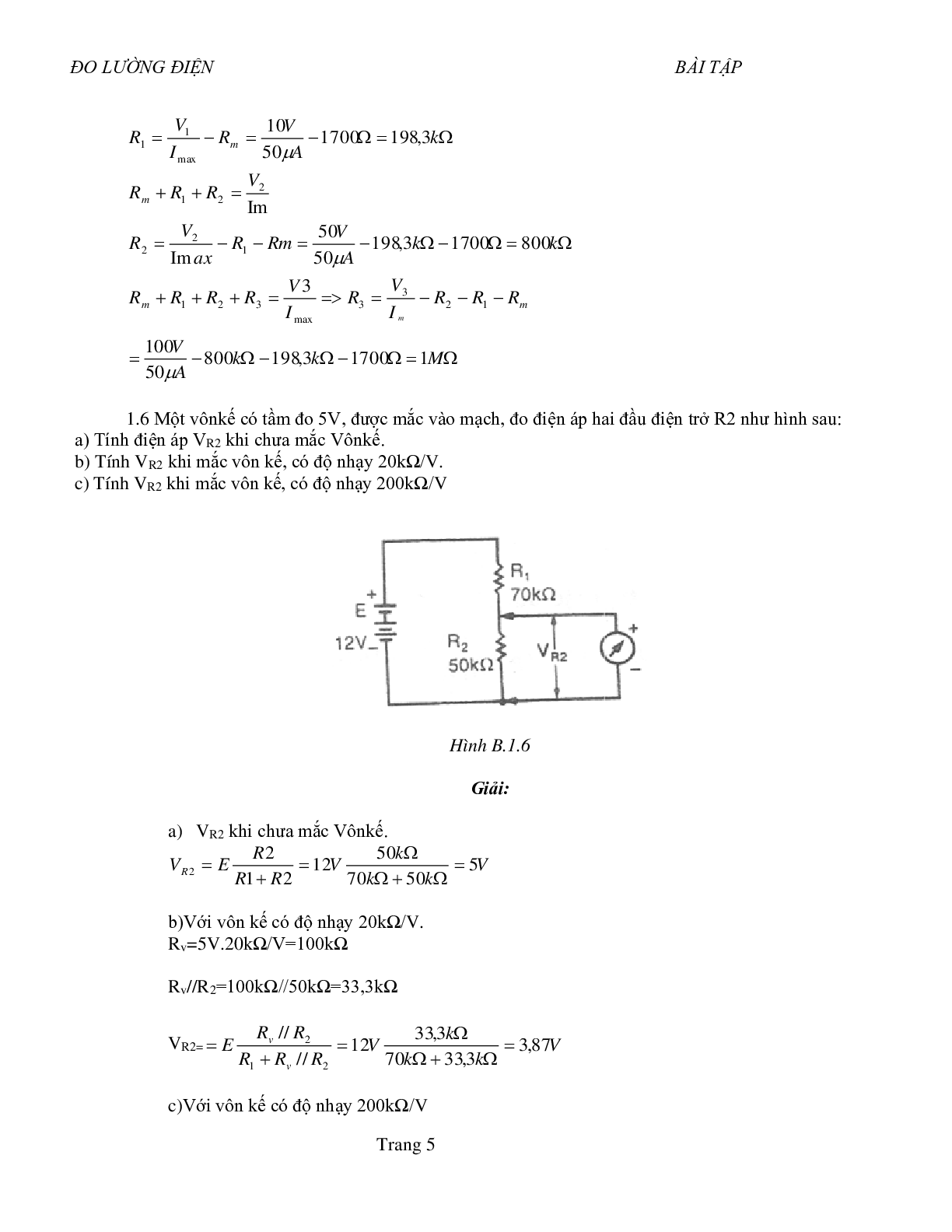 Ngân hàng Bài tập Kỹ thuật đo lường điện (có lời giải) | HUS (trang 5)