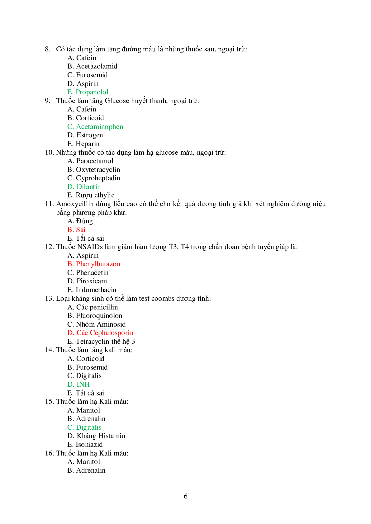 Ngân hàng bài tập trắc nghiệm Dược lý 2 (có đáp án) (trang 6)