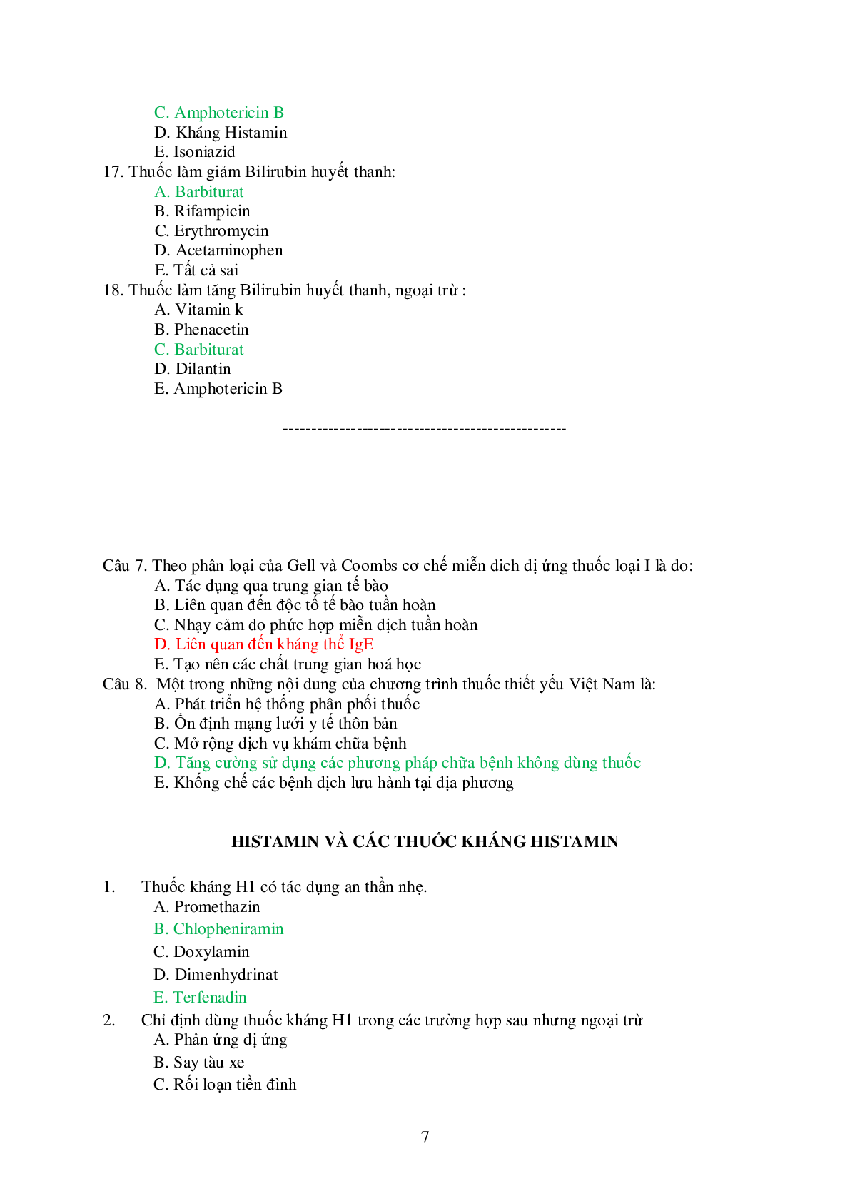 Ngân hàng bài tập trắc nghiệm Dược lý 2 (có đáp án) (trang 7)
