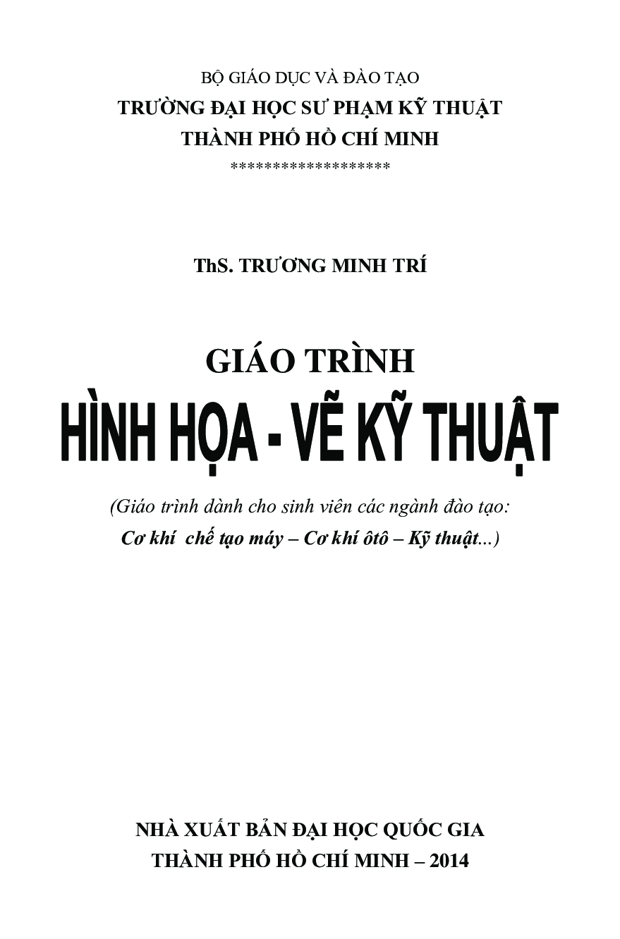 Giáo trình Hình họa vẽ kỹ thuật | Đại học Sư Phạm Kỹ thuật TP.Hồ Chí Minh (trang 2)